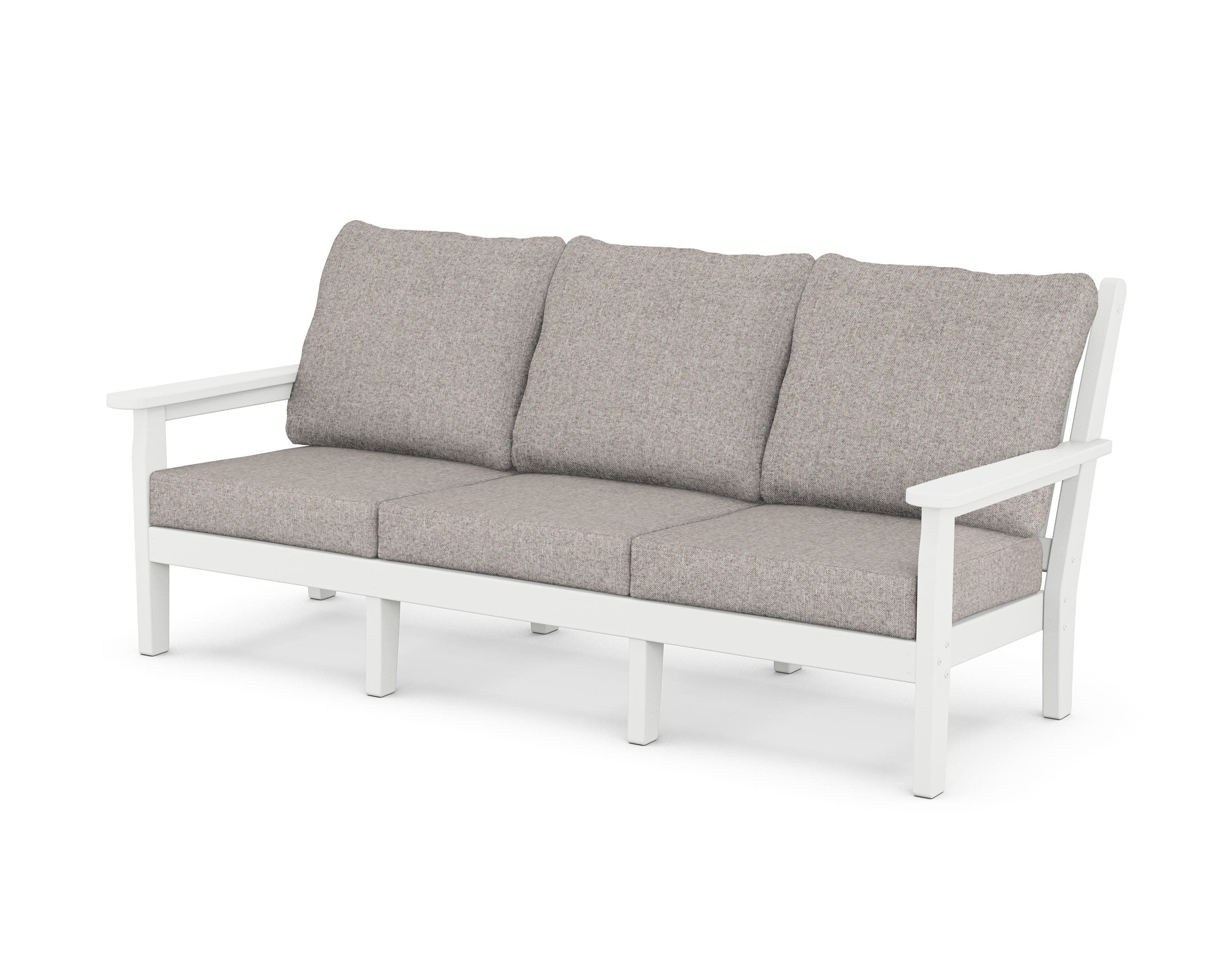 Chippendale Deep Seating Sofa in White / Weathered Tweed