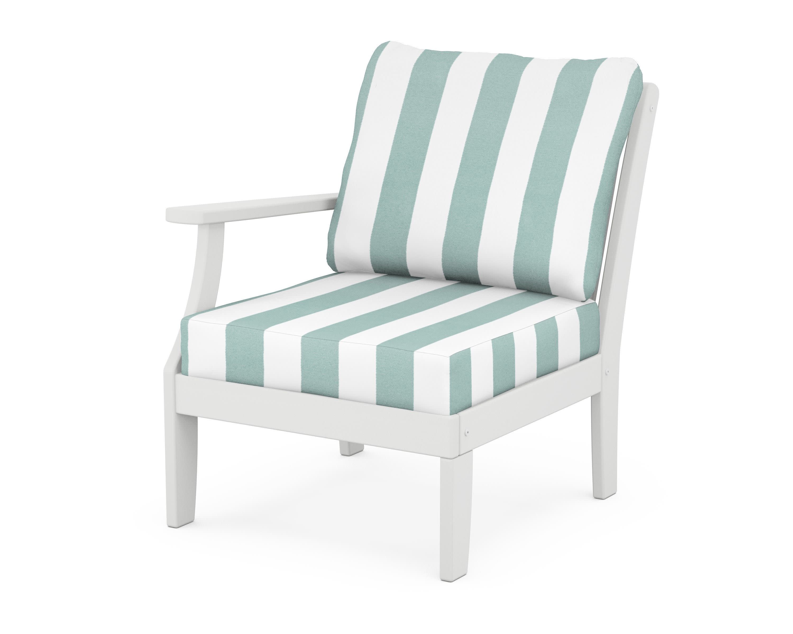 Braxton Modular Left Arm Chair in White / Cabana Stripe Glacier Spa