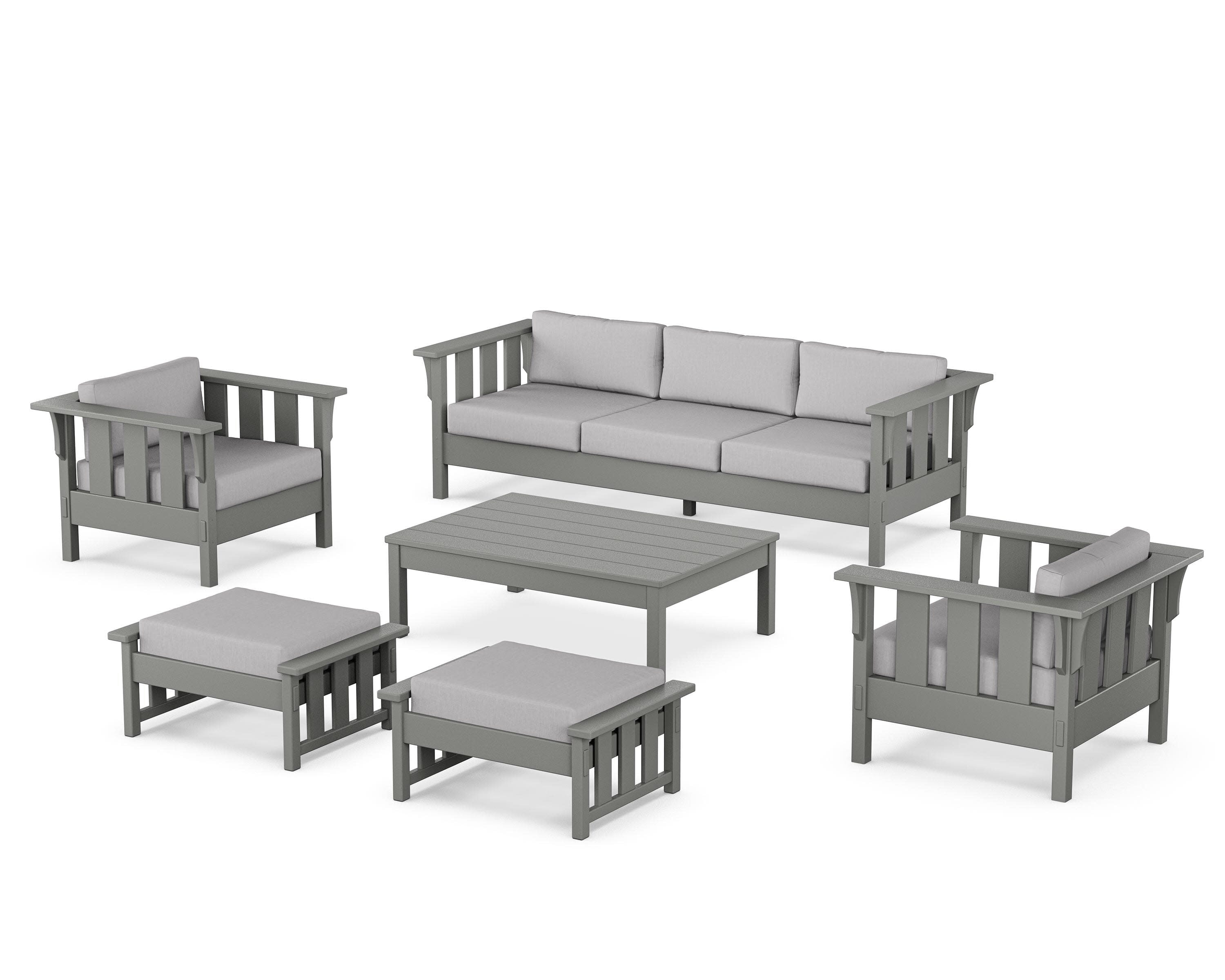 Acadia 6-Piece Lounge Sofa Set in Slate Grey / Granite