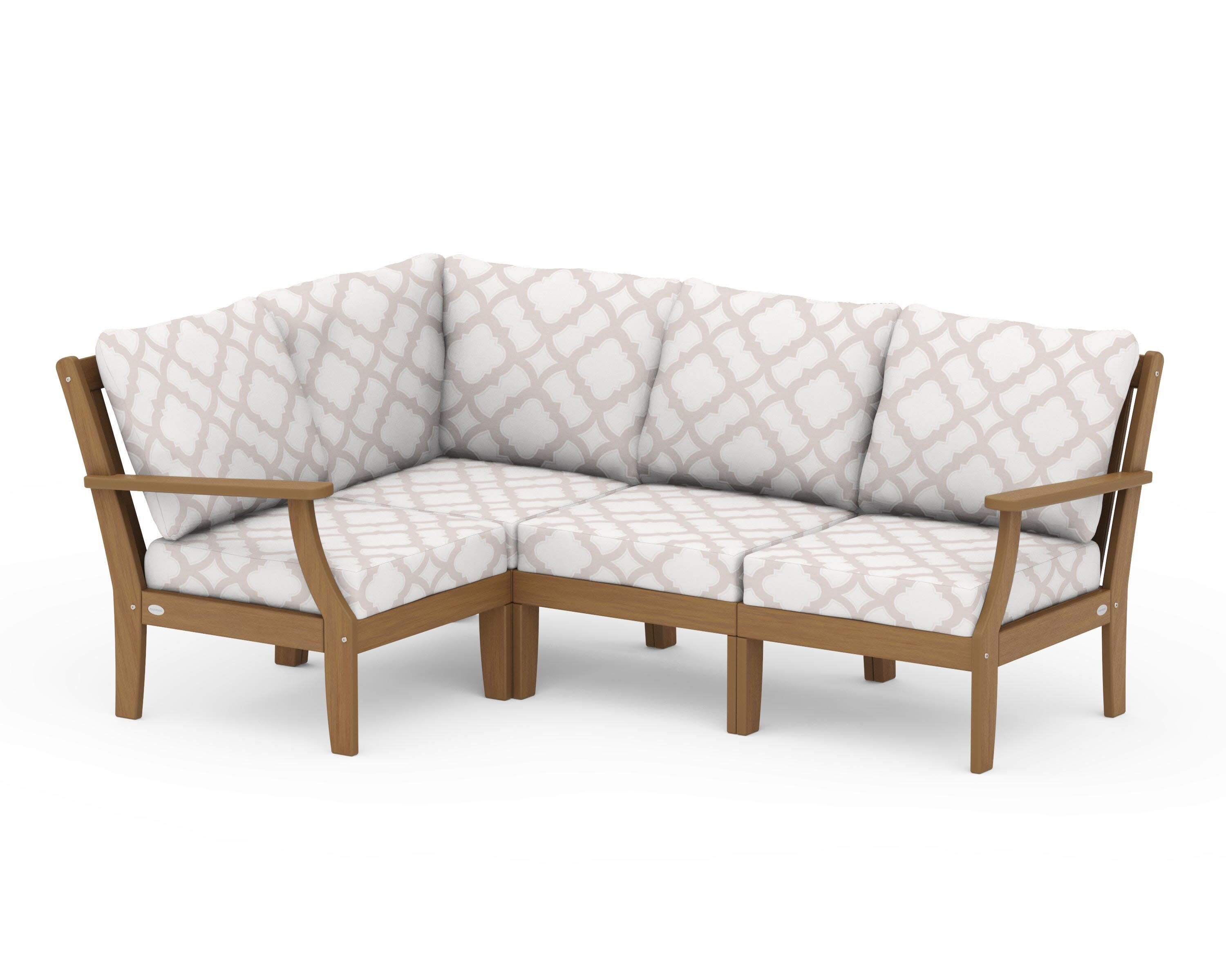 Braxton Modular 4-Piece Deep Seating Set in Natural / Trellis Dune Burlap