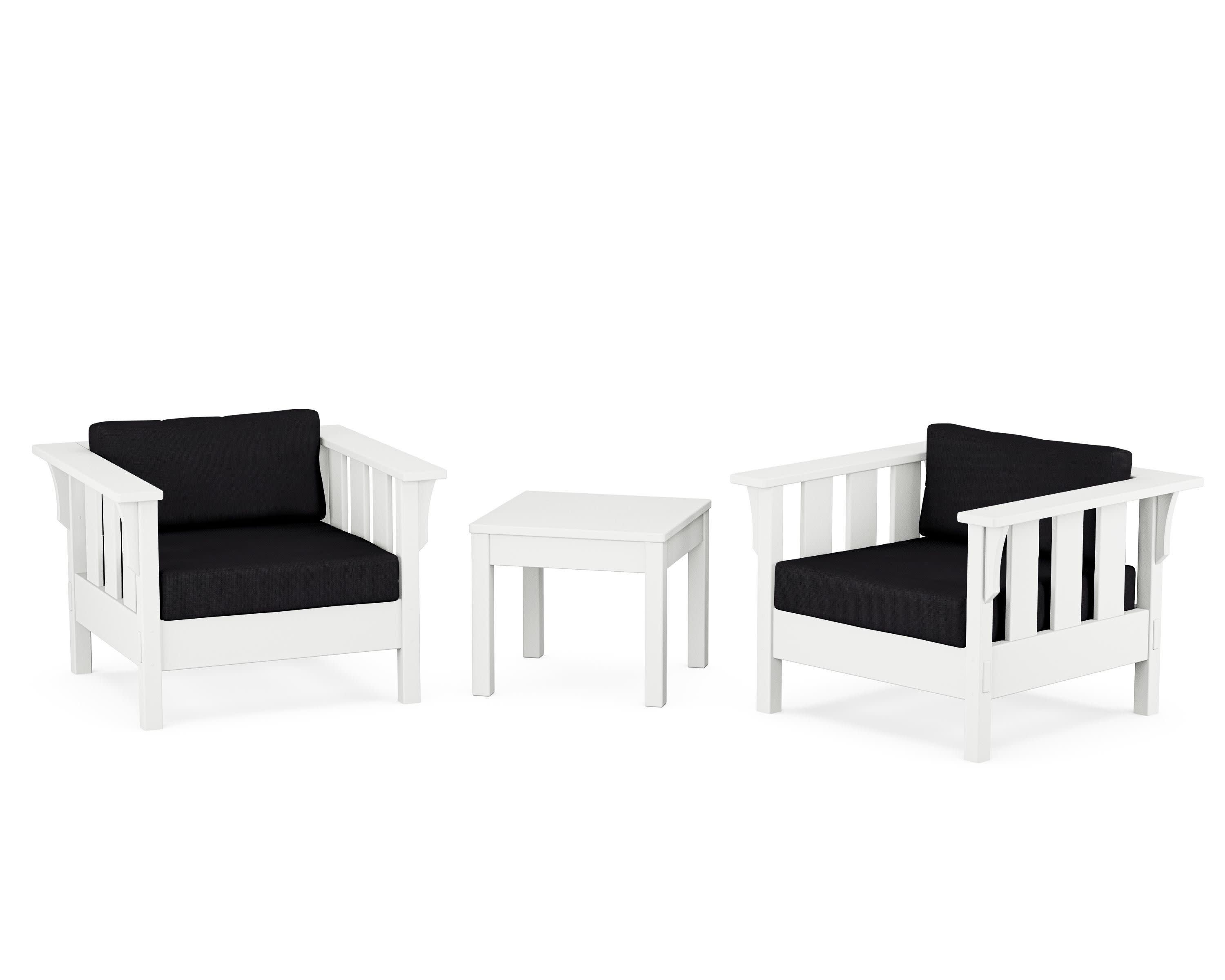 Acadia 3-Piece Deep Seating Set in White / Midnight Linen