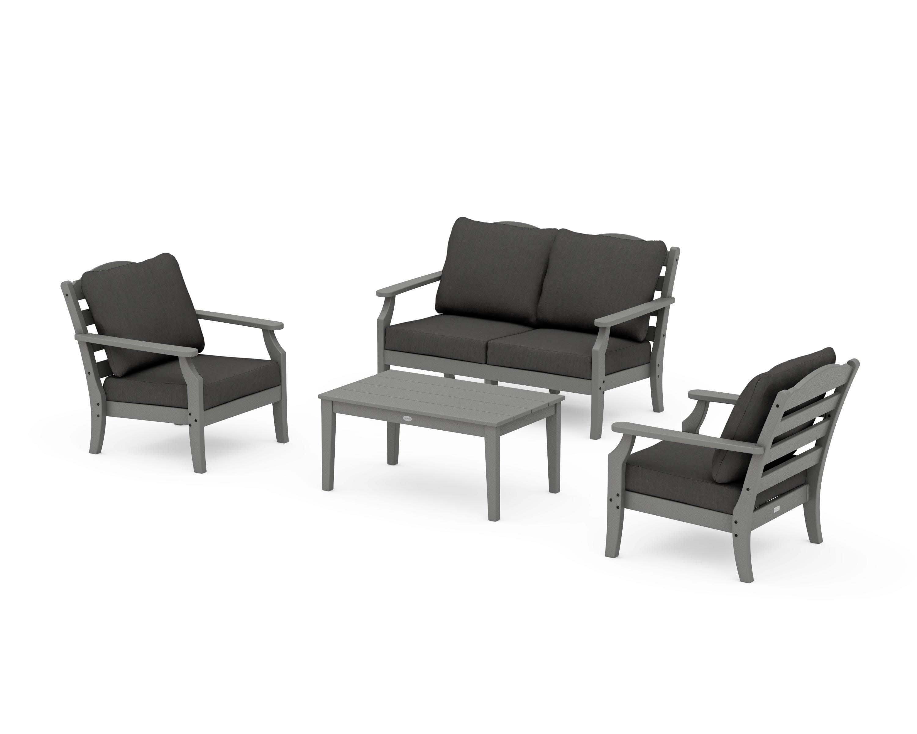 Savannah 4-Piece Deep Seating Set with Loveseat in Slate Grey / Spectrum Carbon
