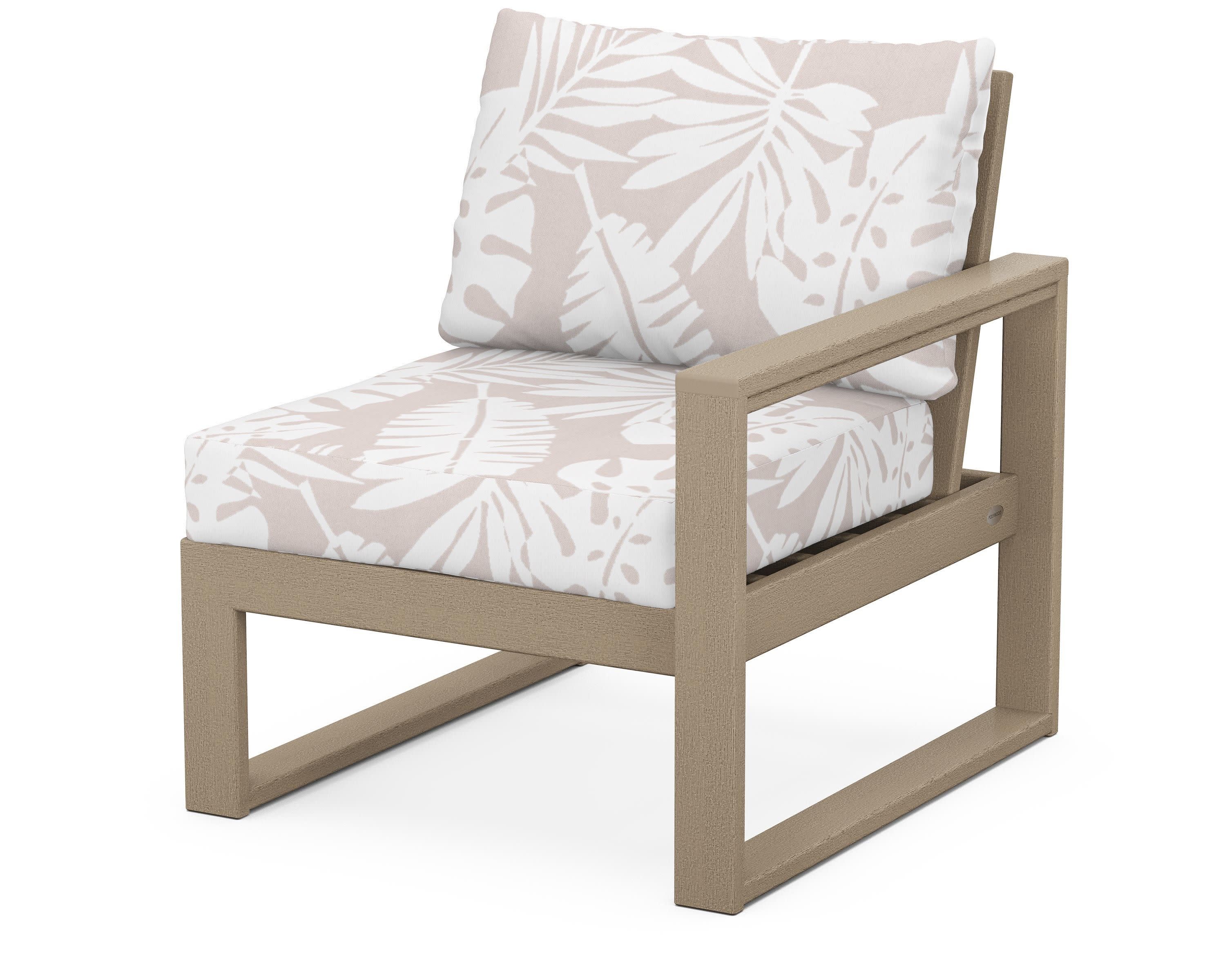 EDGE Modular Right Arm Chair in Vintage Sahara / Leaf Dune Burlap