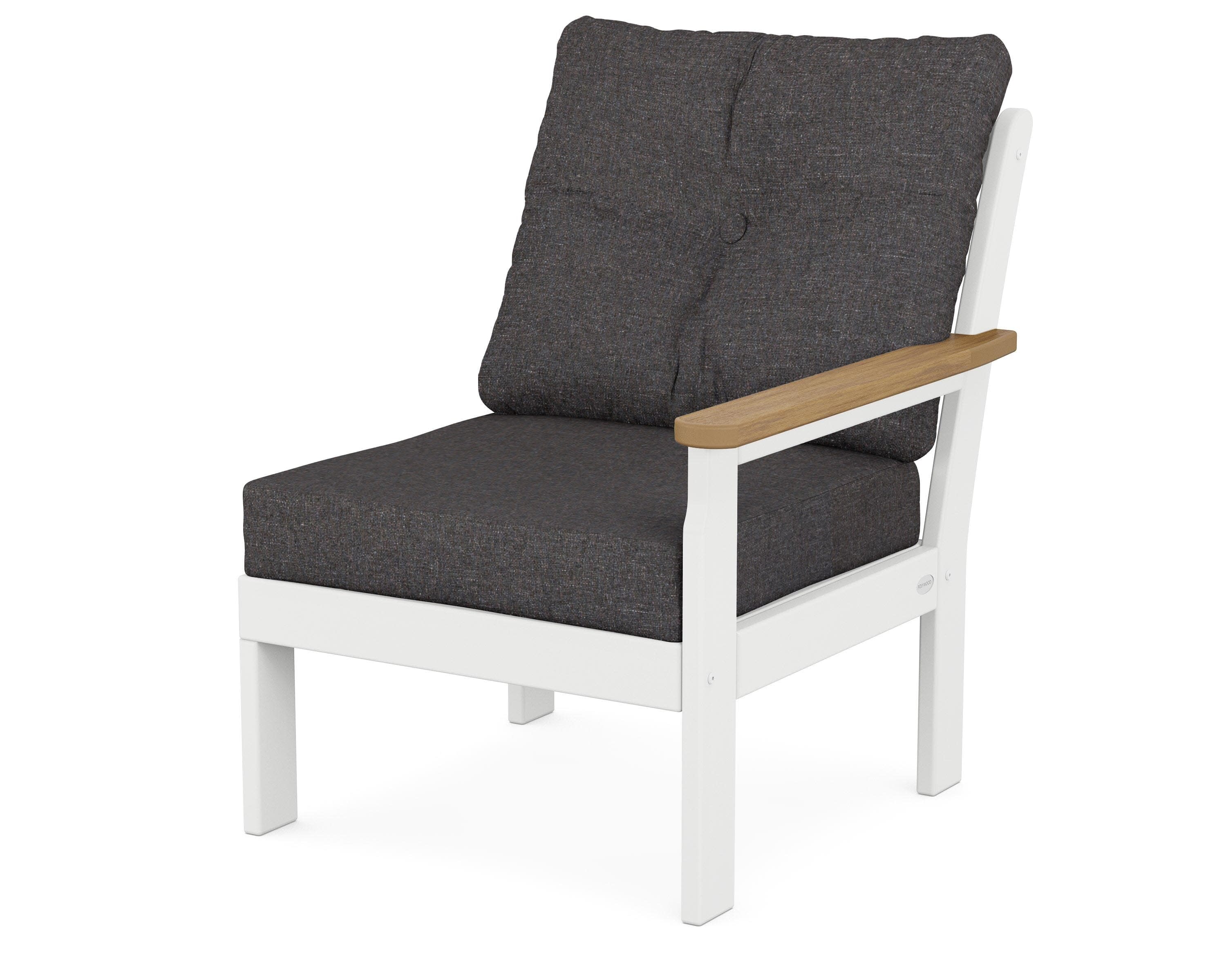 Vineyard Modular Right Arm Chair in White / Natural / Ash Charcoal
