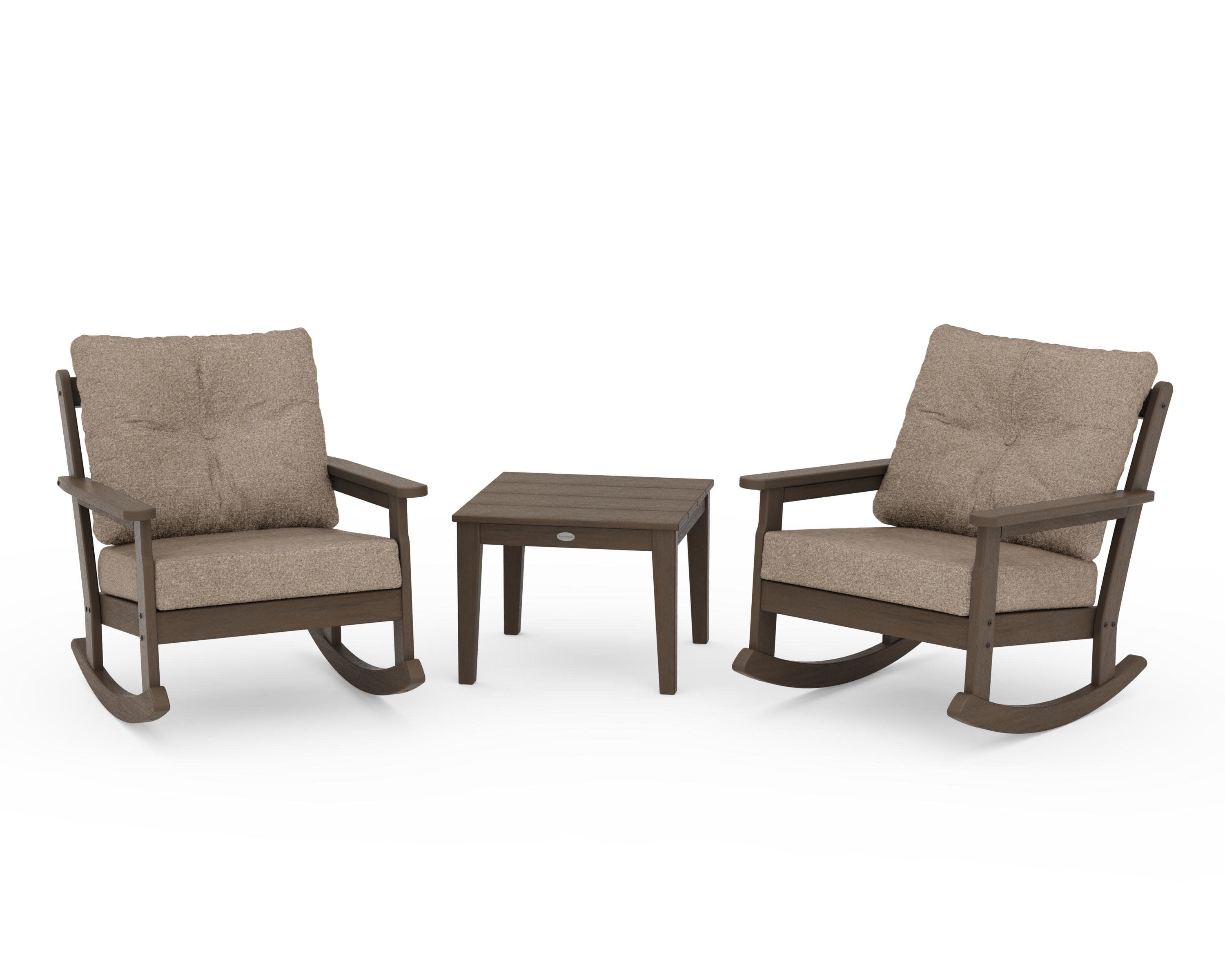 Vineyard 3-Piece Deep Seating Rocker Set in Kona / Spiced Burlap