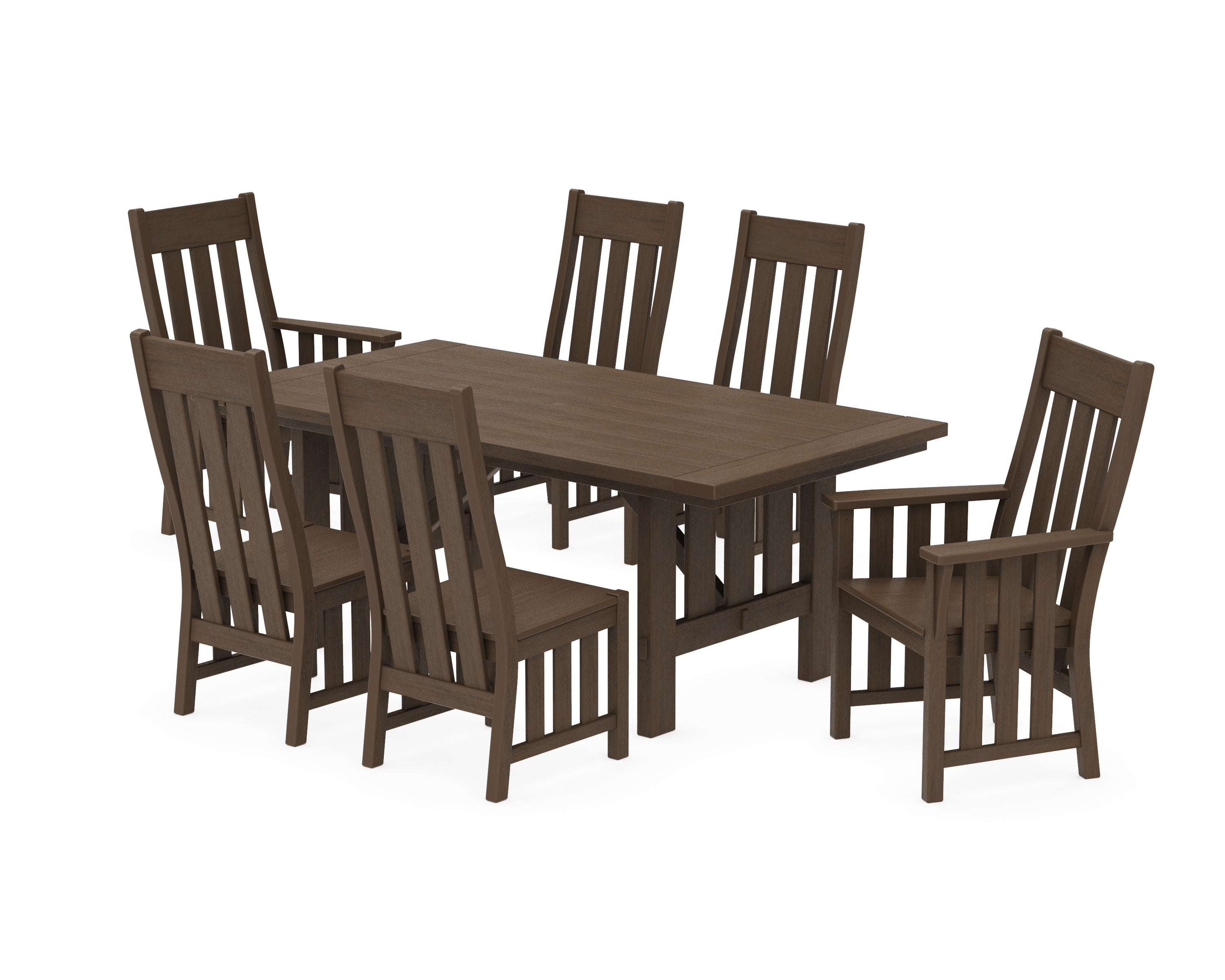 Acadia 7-Piece Farmhouse Dining Set with Trestle Legs in Kona