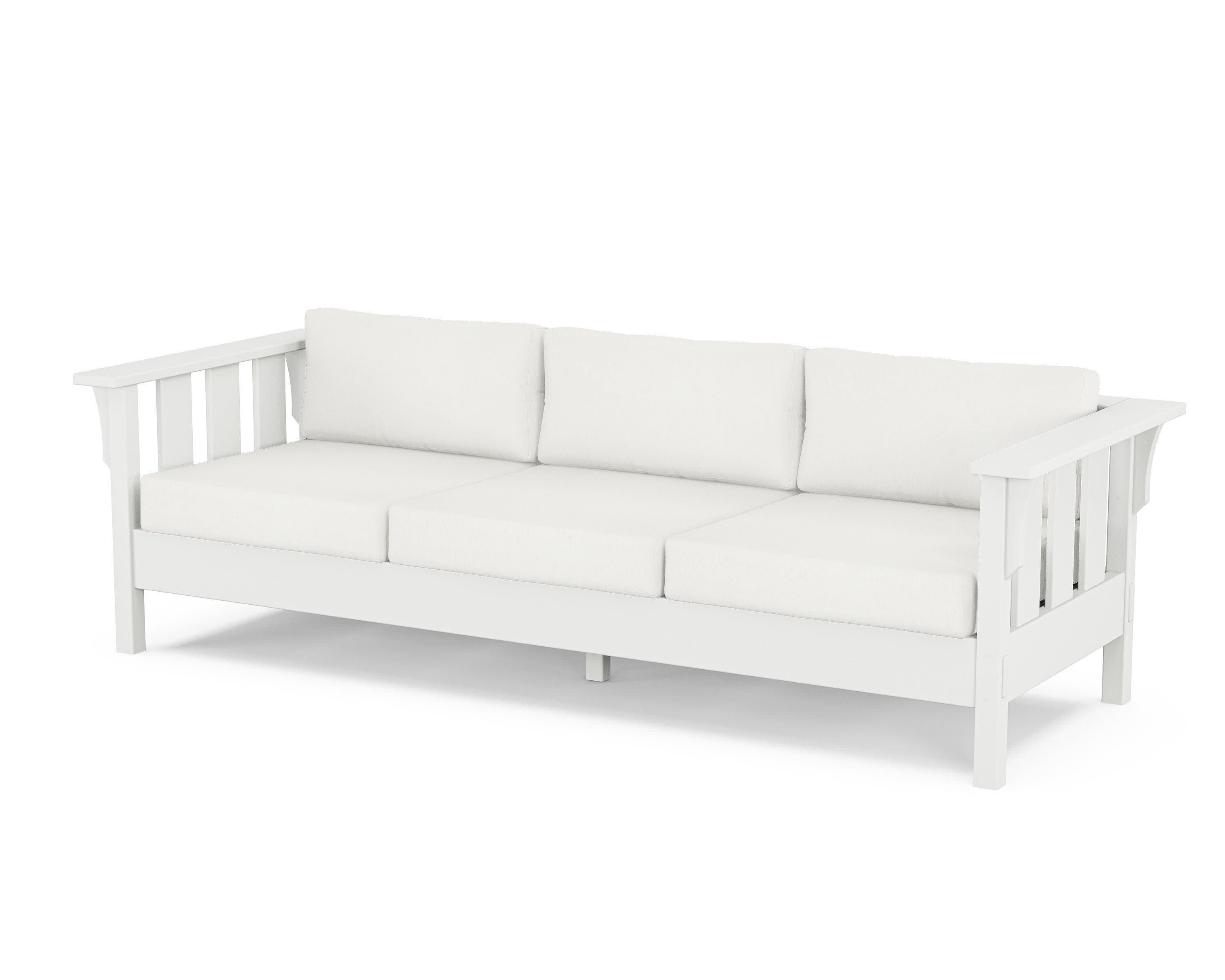 Acadia Deep Seating Sofa in White / Natural Linen