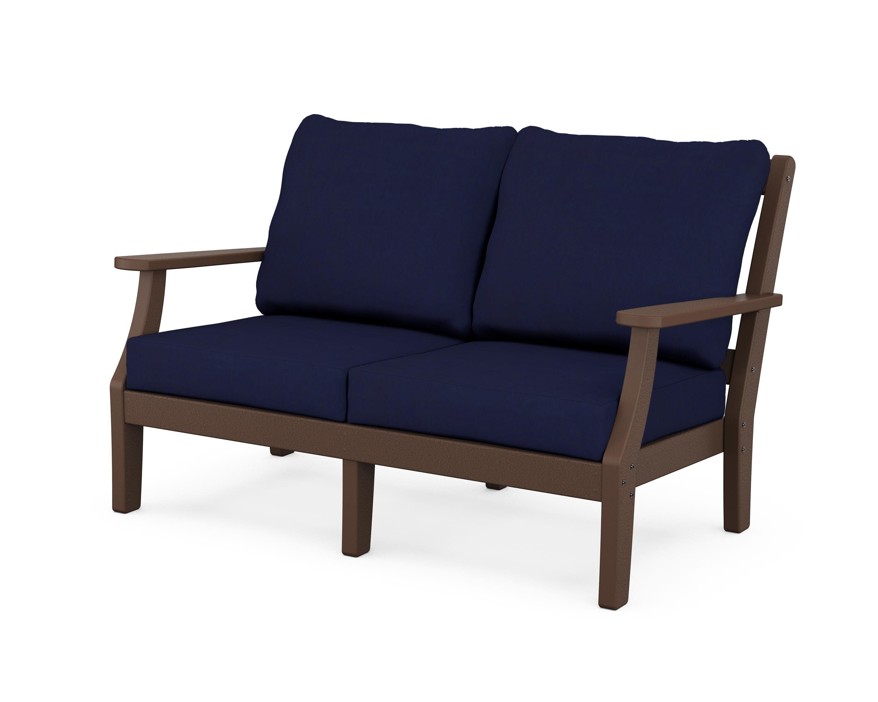 Chinoiserie Deep Seating Loveseat in Mahogany / Navy