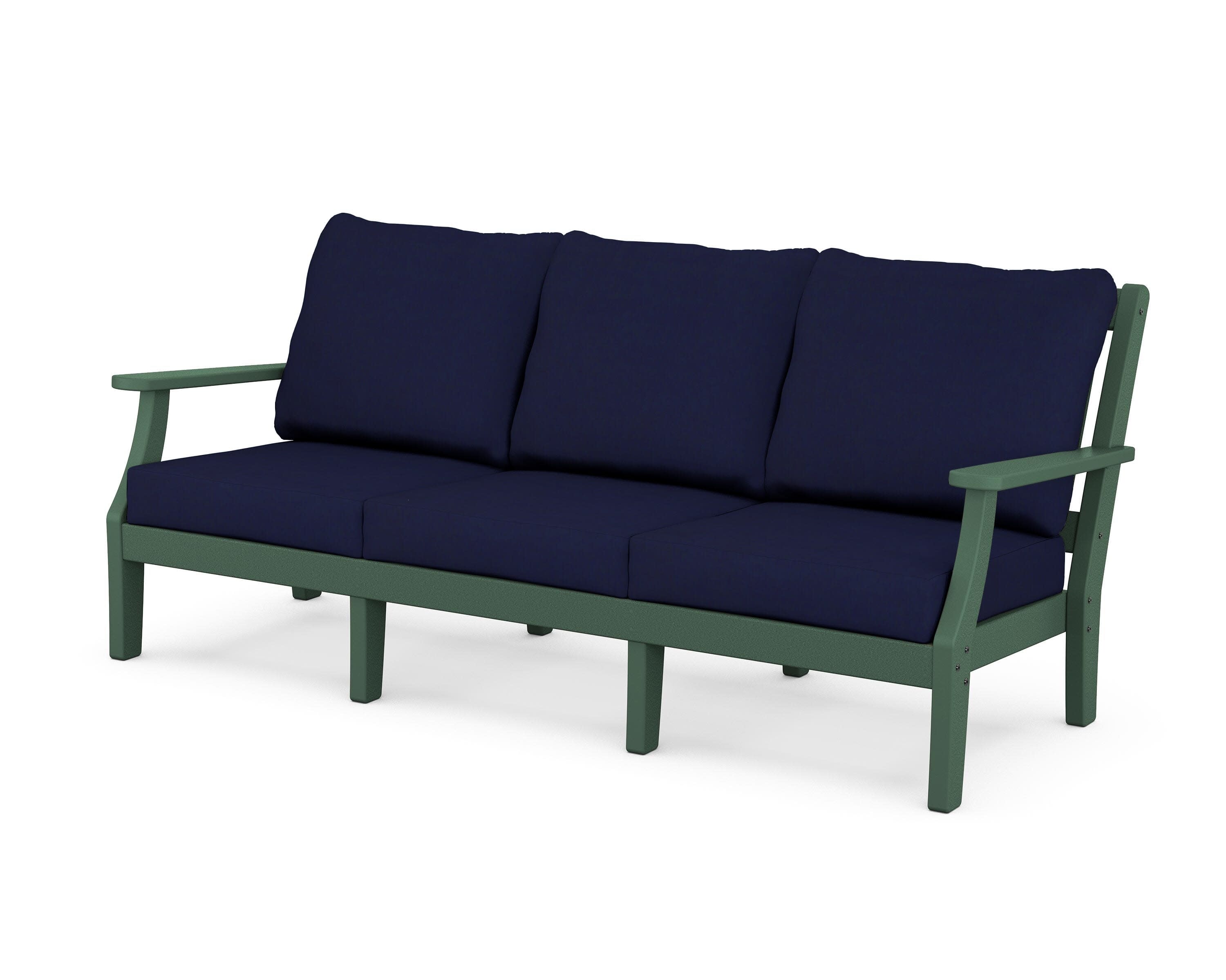 Chinoiserie Deep Seating Sofa in Green / Navy