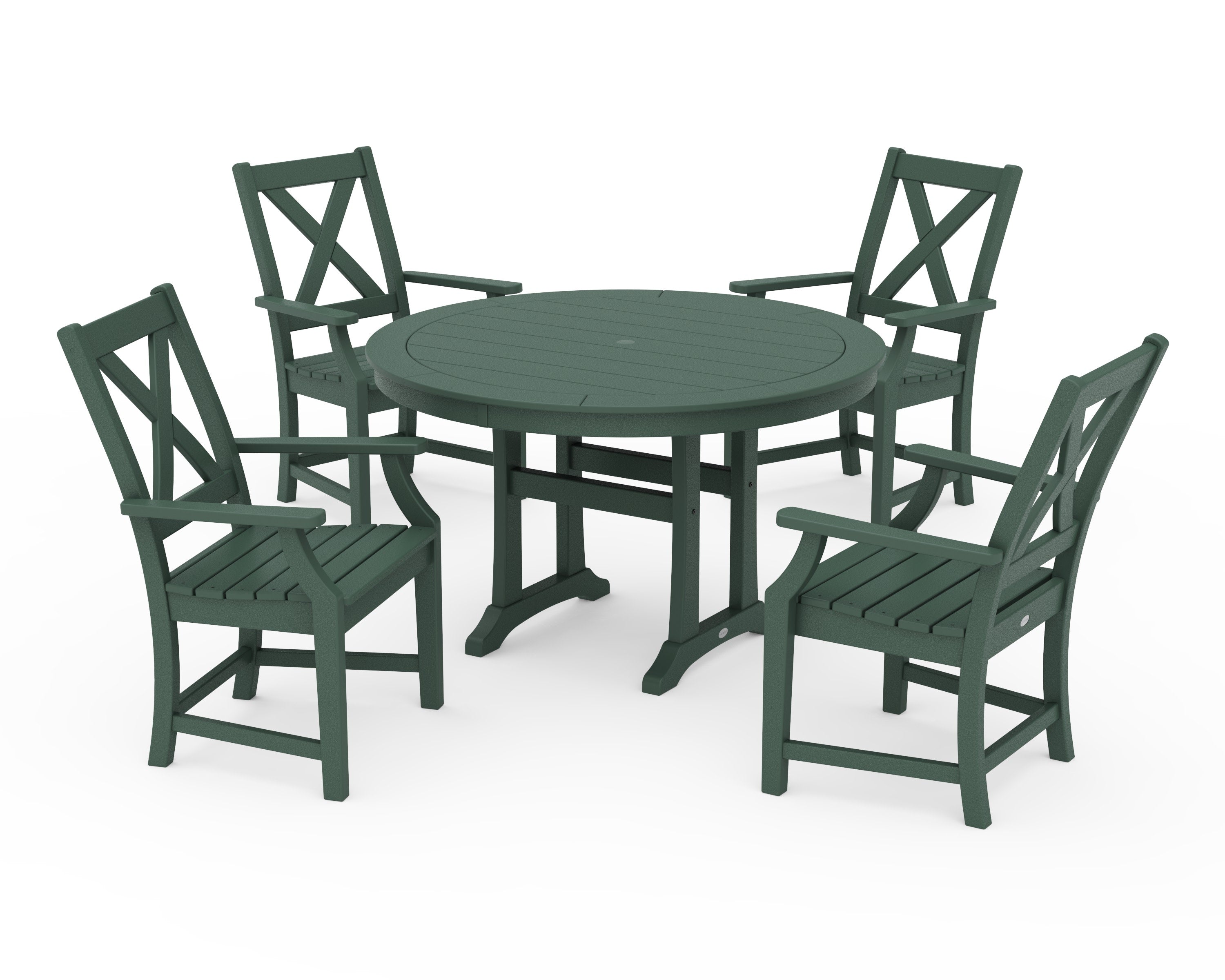 Braxton 5-Piece Nautical Trestle Arm Chair Dining Set in Green