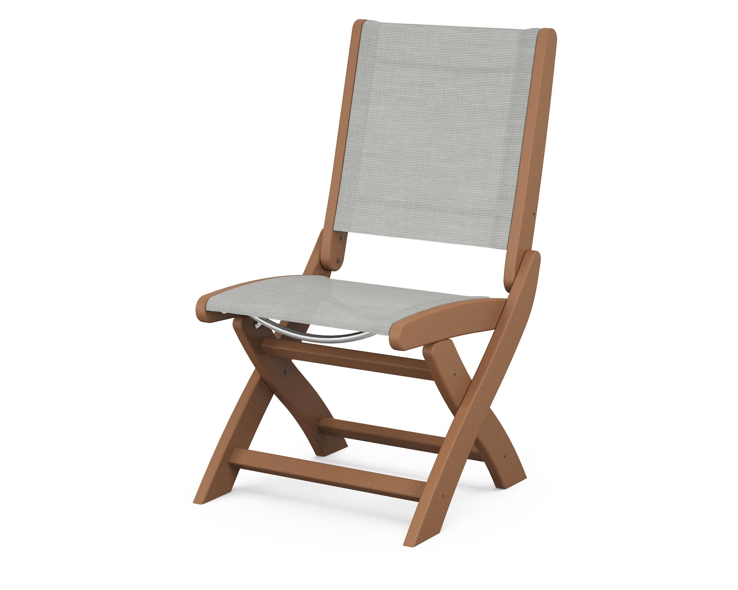 Coastal Folding Side Chair in Teak / Metallic Sling