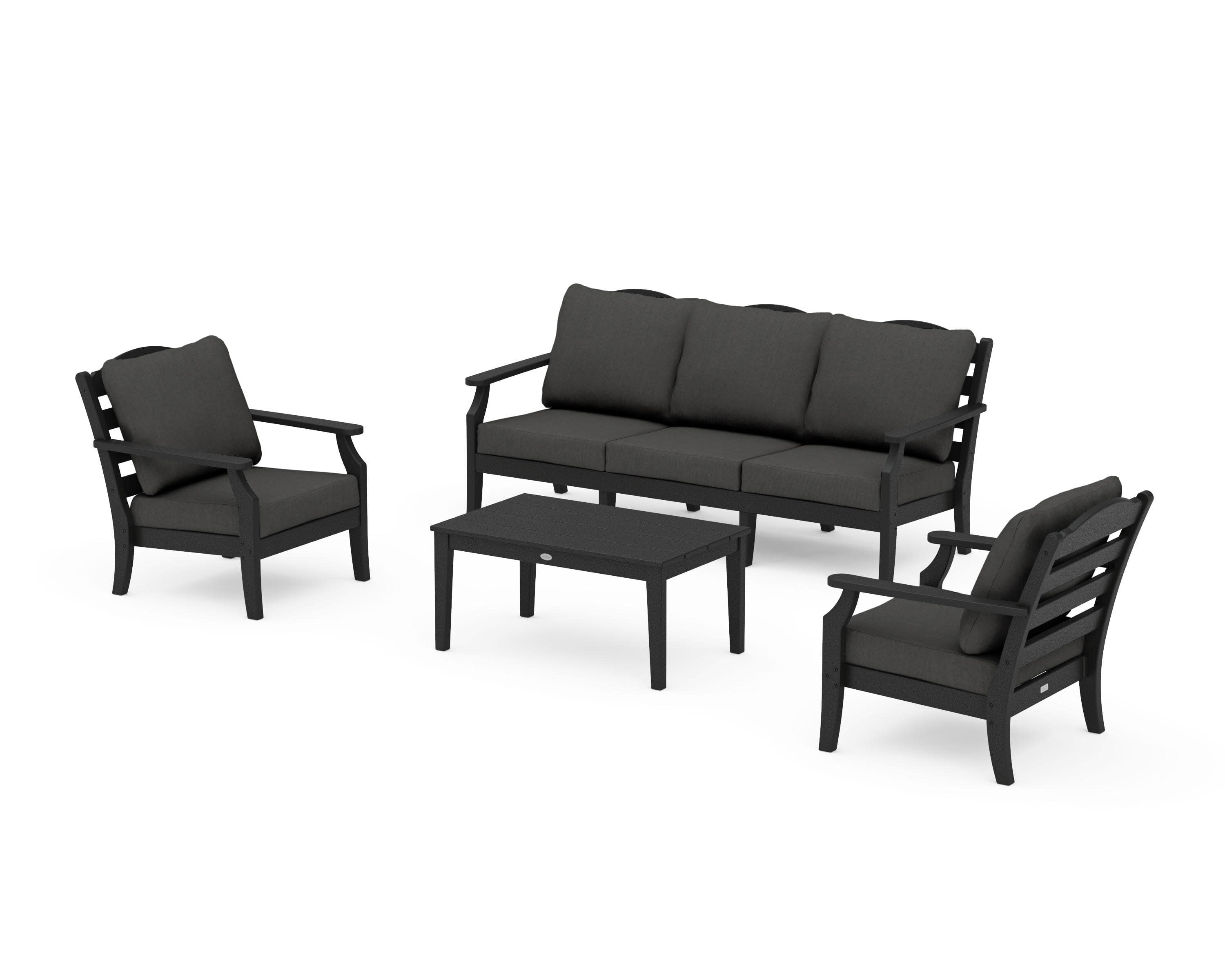 Savannah 4-Piece Deep Seating Set with Sofa in Black / Spectrum Carbon