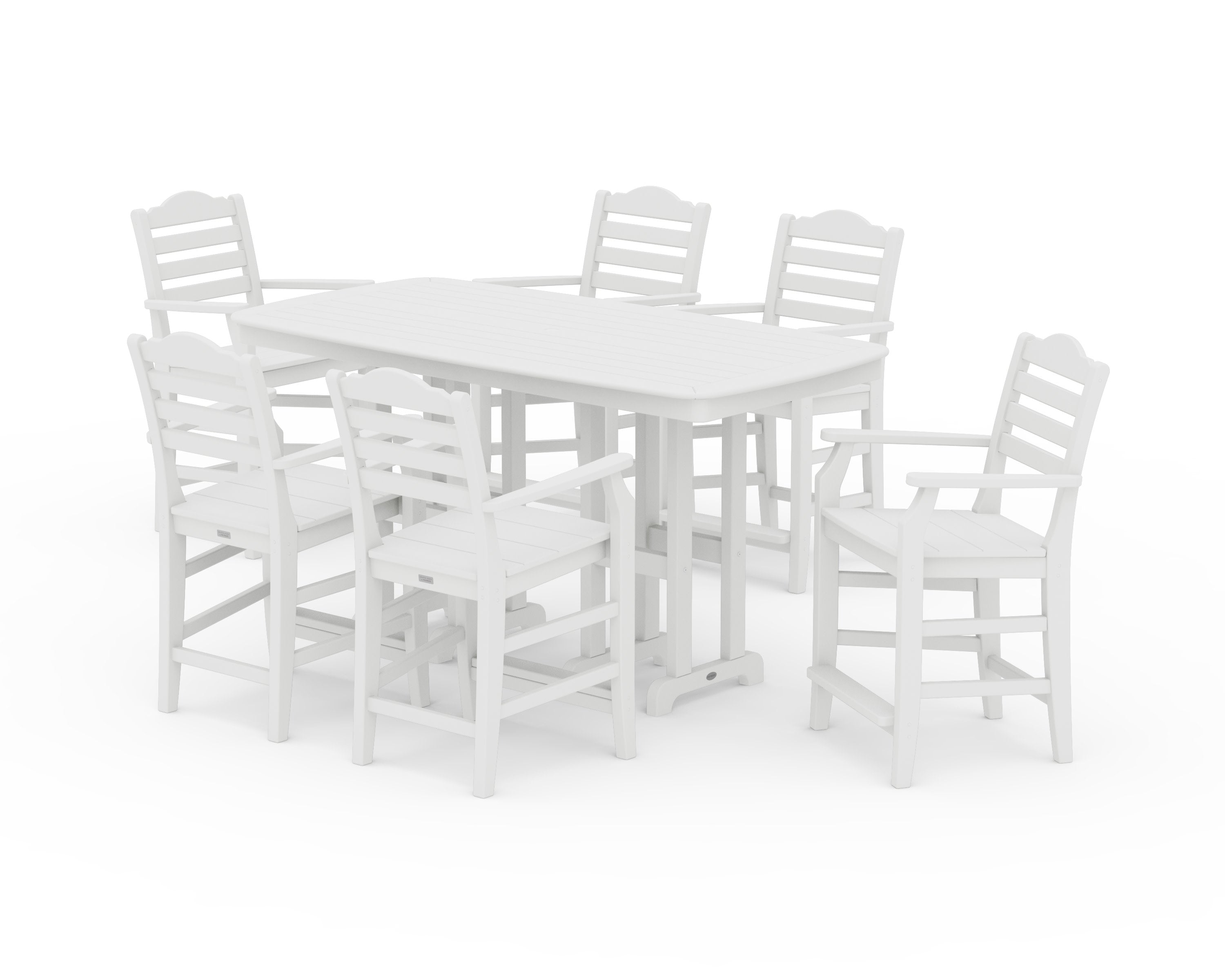 Savannah Arm Chair 7-Piece Counter Set in White
