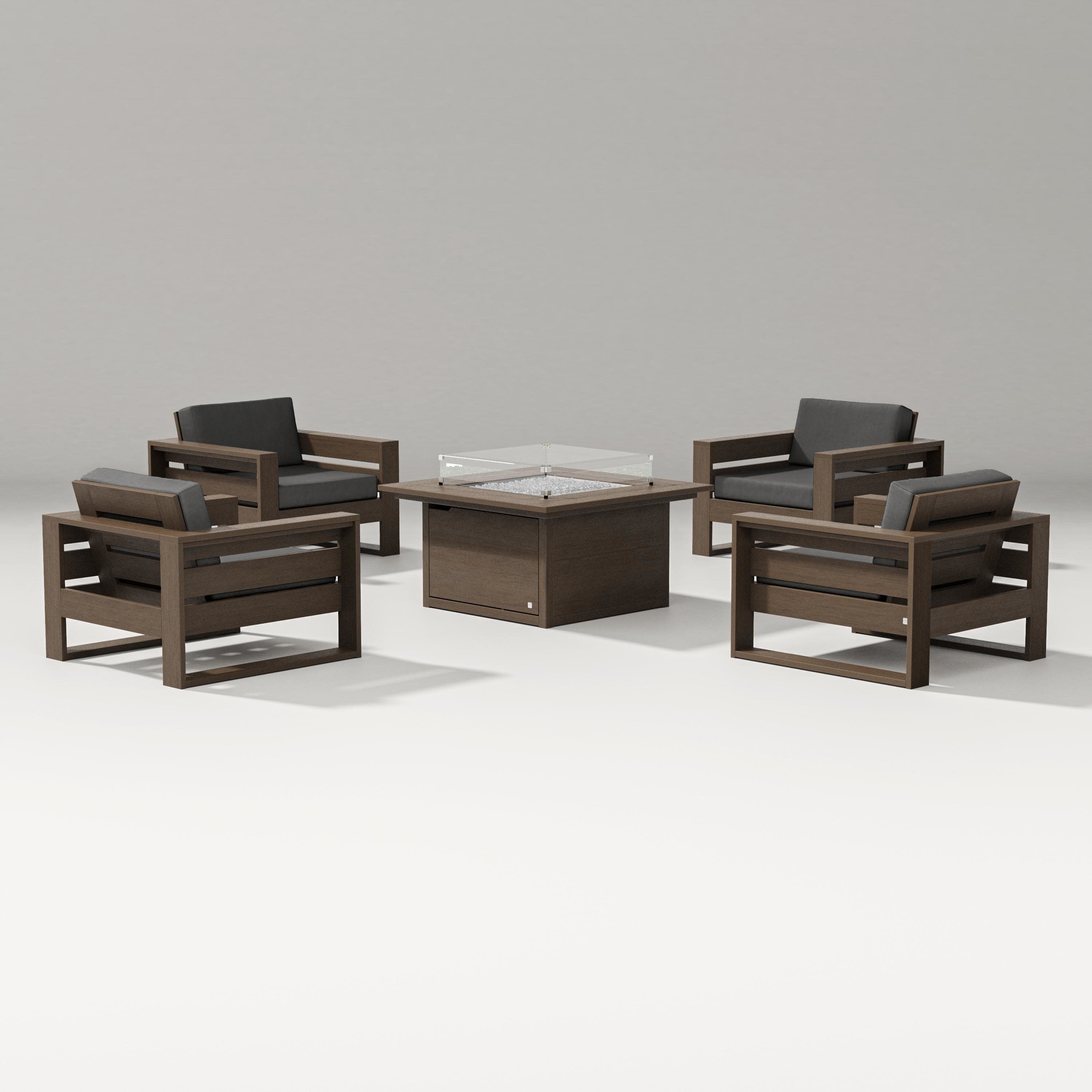 Latitude 5-Piece Lounge Fire Table Set in Kona / Spectrum Carbon