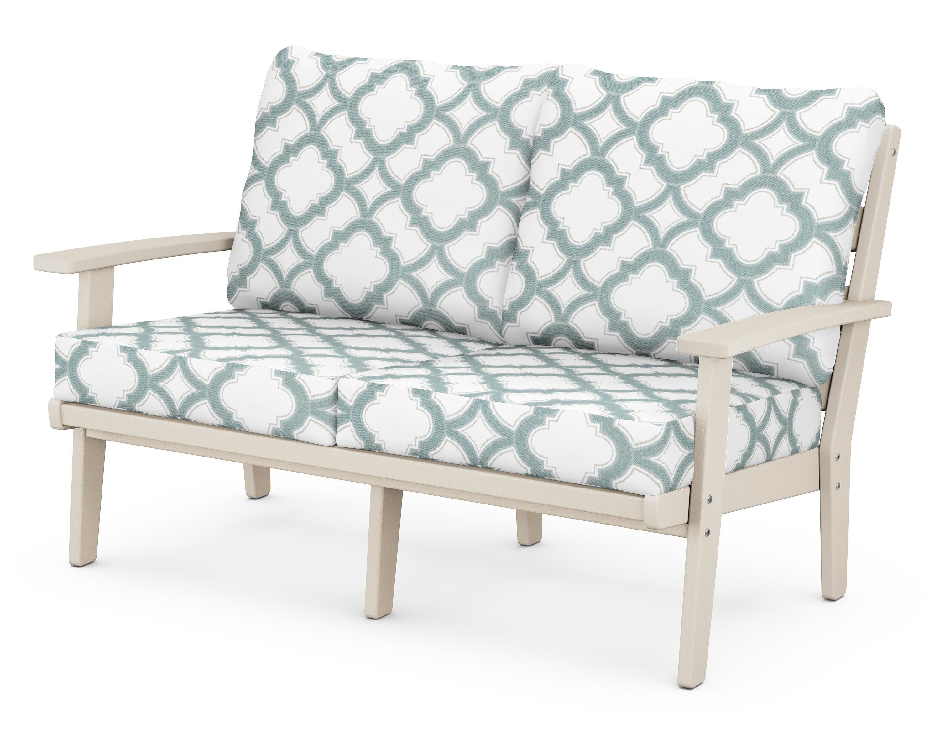 Grant Park Deep Seating Loveseat in Sand / Trellis Glacier Spa