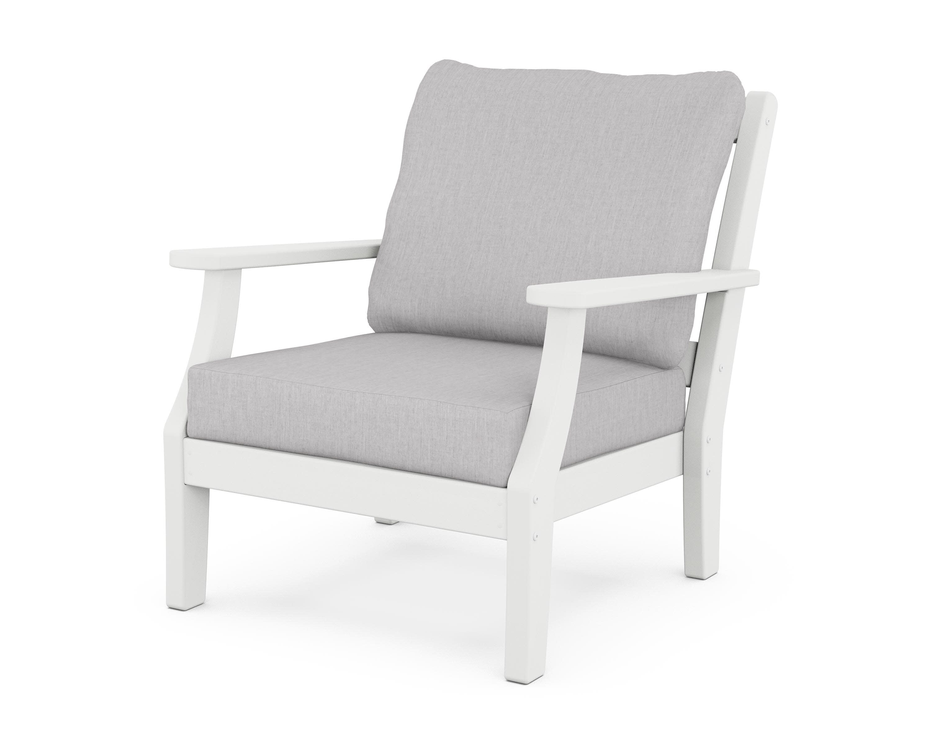 Chinoiserie Deep Seating Chair in White / Granite