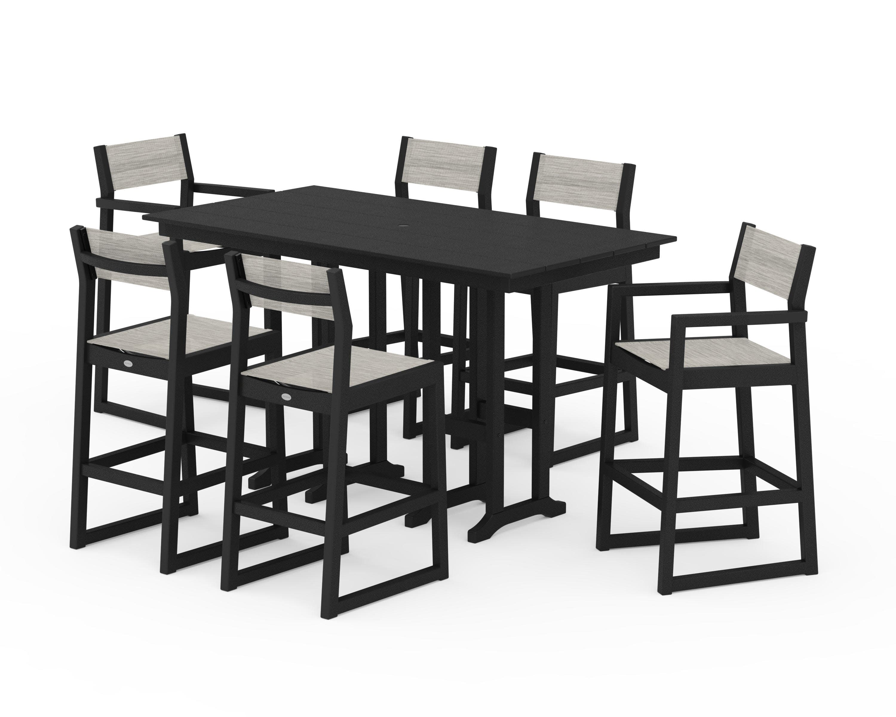 EDGE Sling 7-Piece Farmhouse Bar Set in Black / Birch Sling