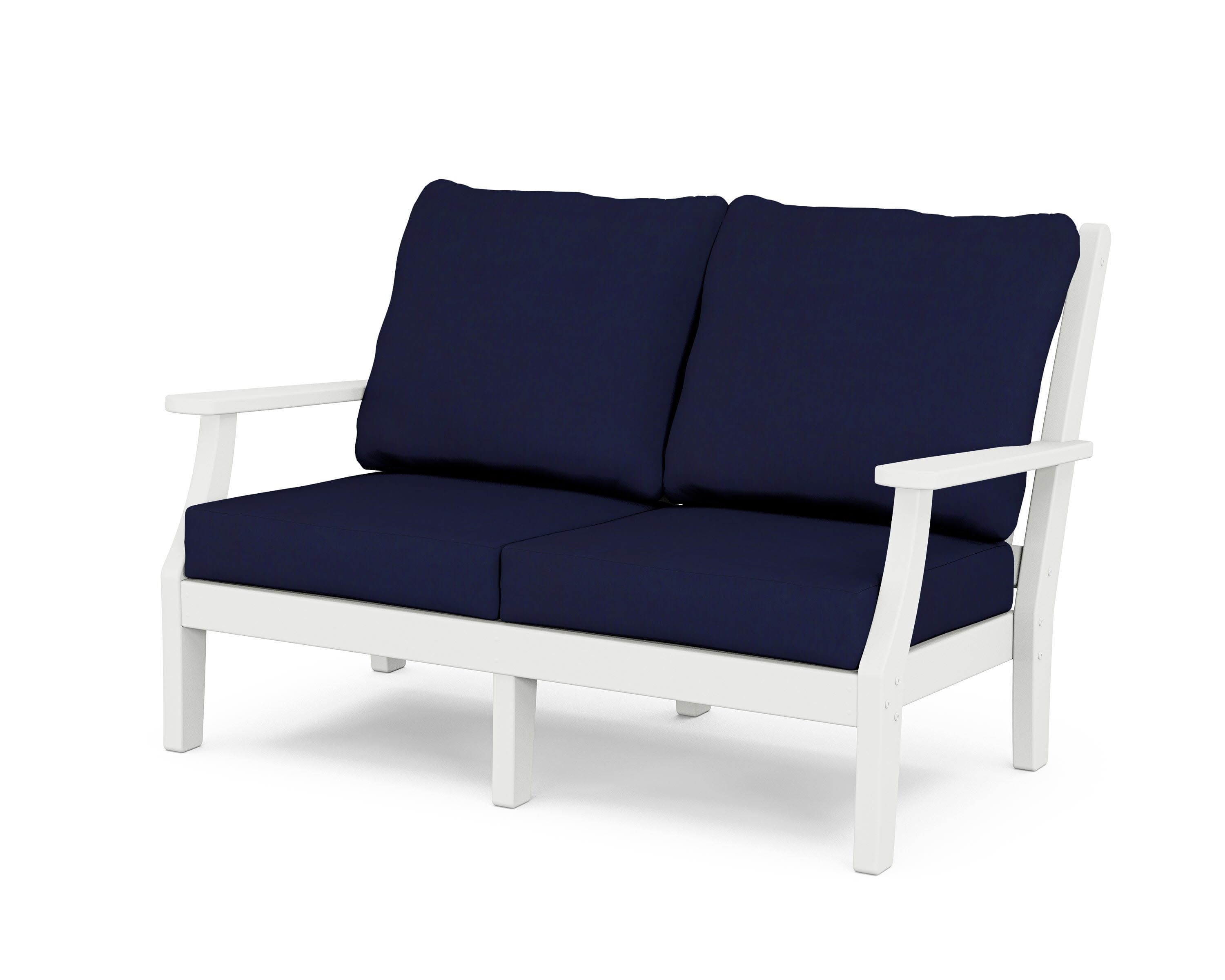 Wovendale Deep Seating Loveseat in White / Navy