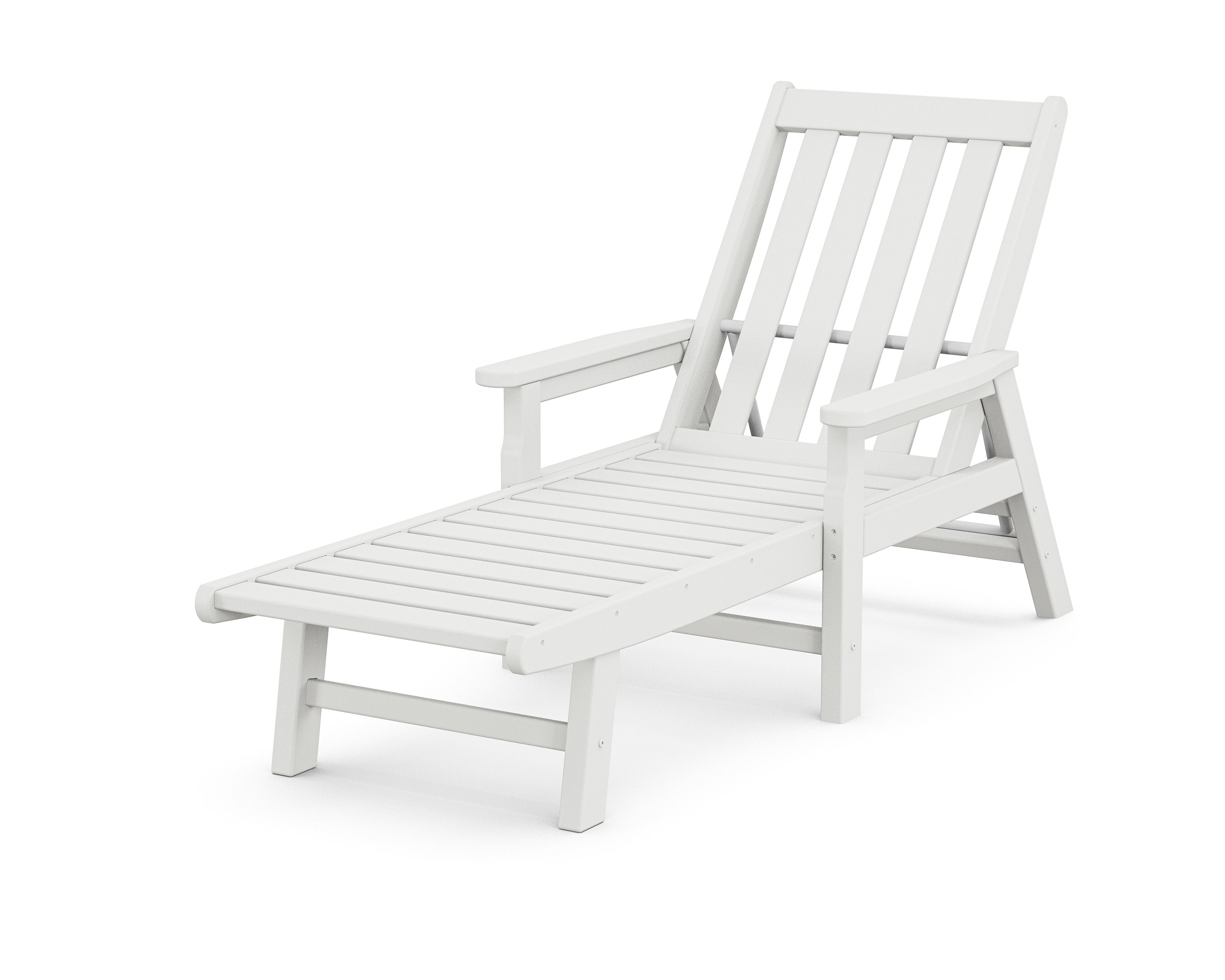 Vineyard Chaise with Arms in White