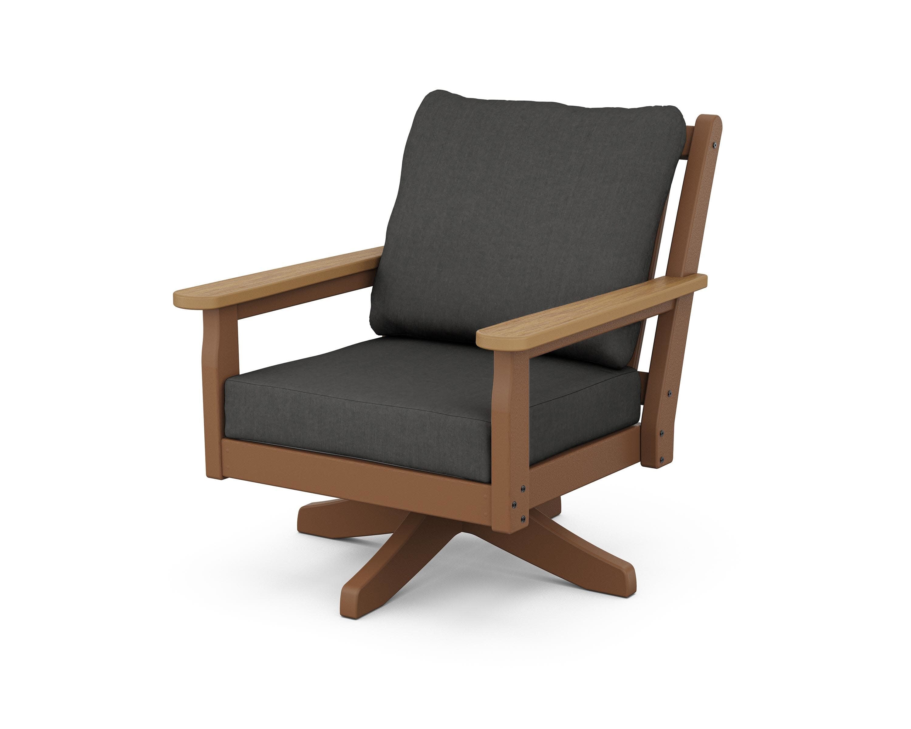 Chippendale Deep Seating Swivel Chair in Teak / Natural / Spectrum Carbon