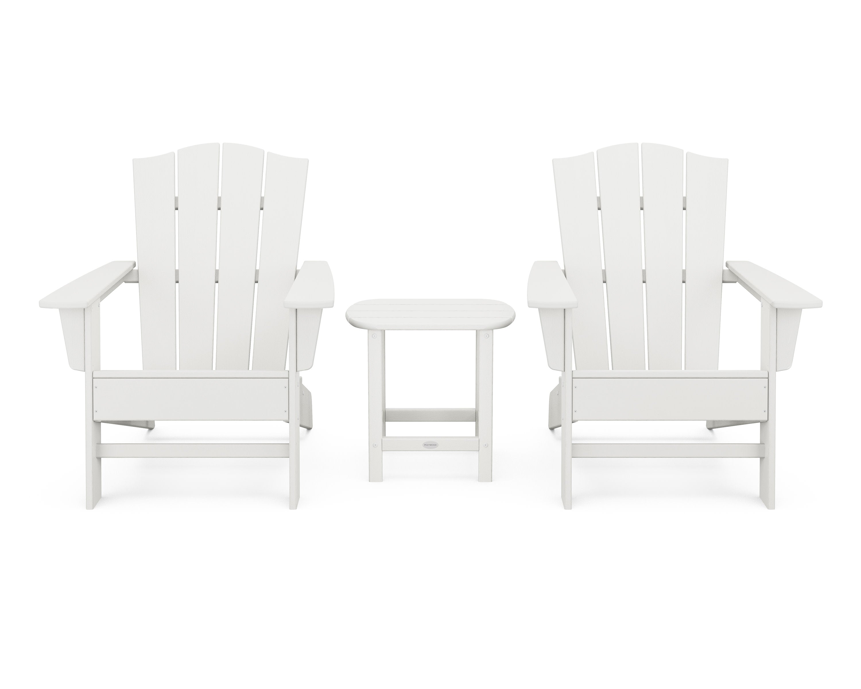 Wave 3-Piece Adirondack Chair Set with The Crest Chairs in Vintage White