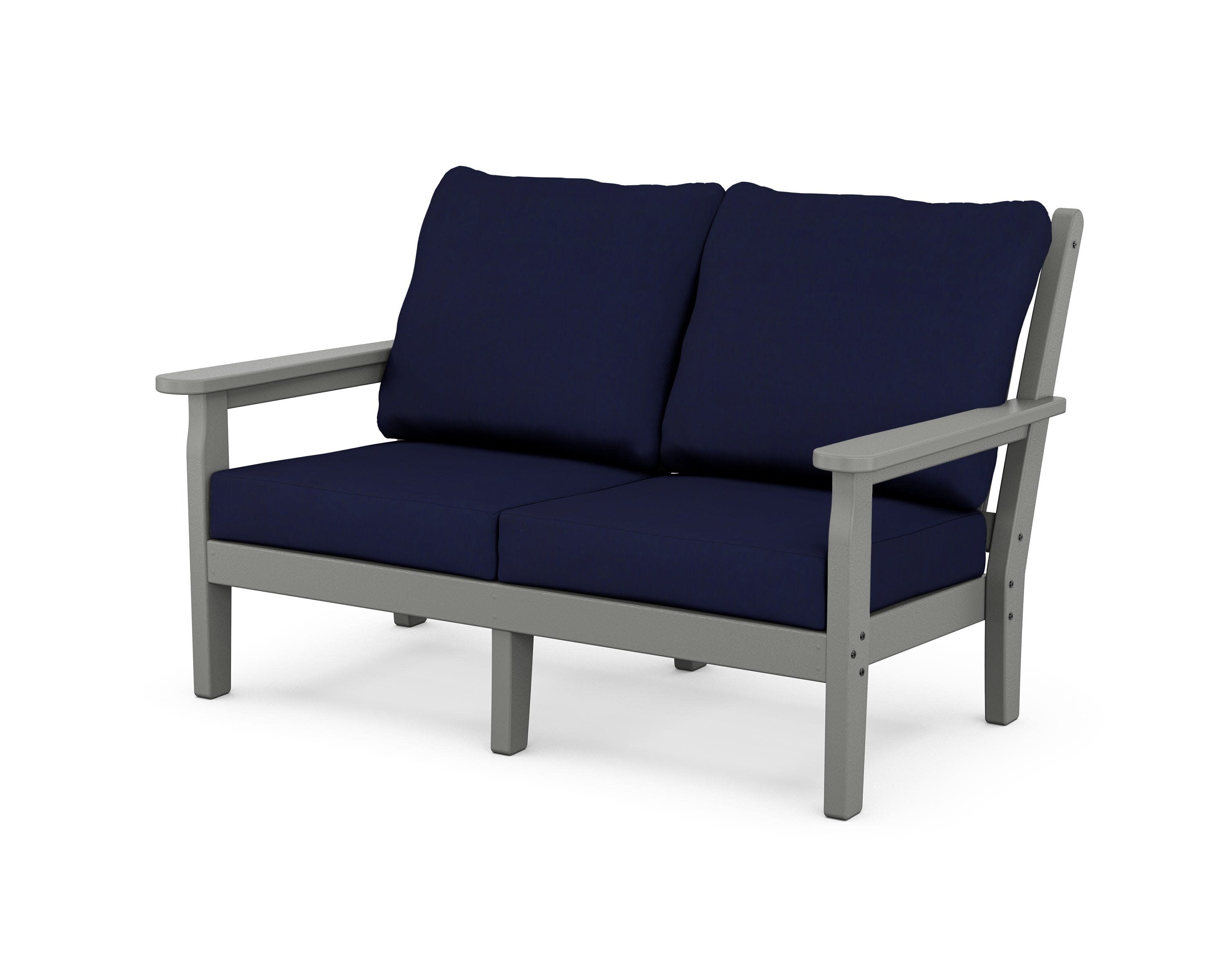 Chippendale Deep Seating Loveseat in Slate Grey / Navy