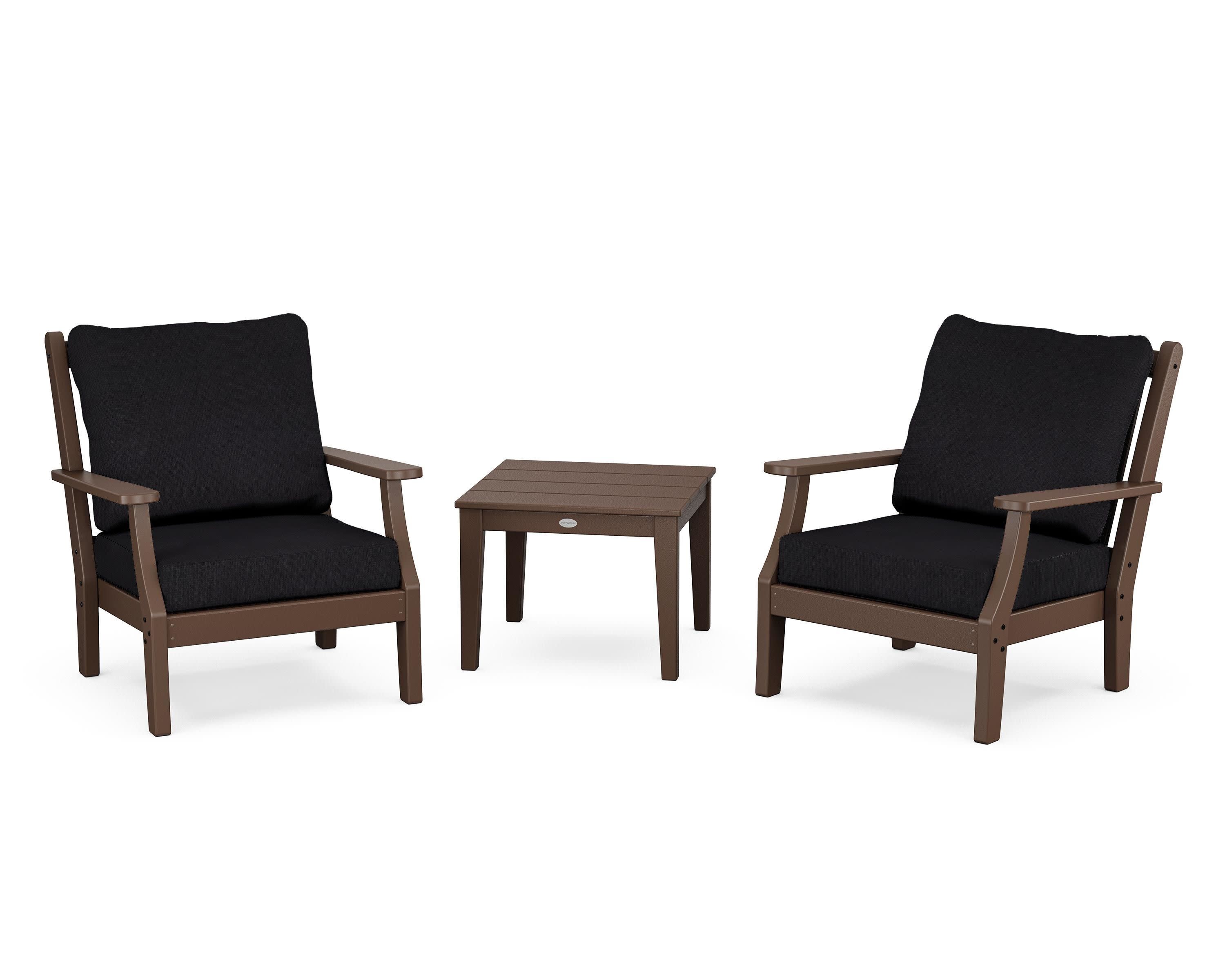 Wovendale 3-Piece Deep Seating Set in Mahogany / Midnight Linen