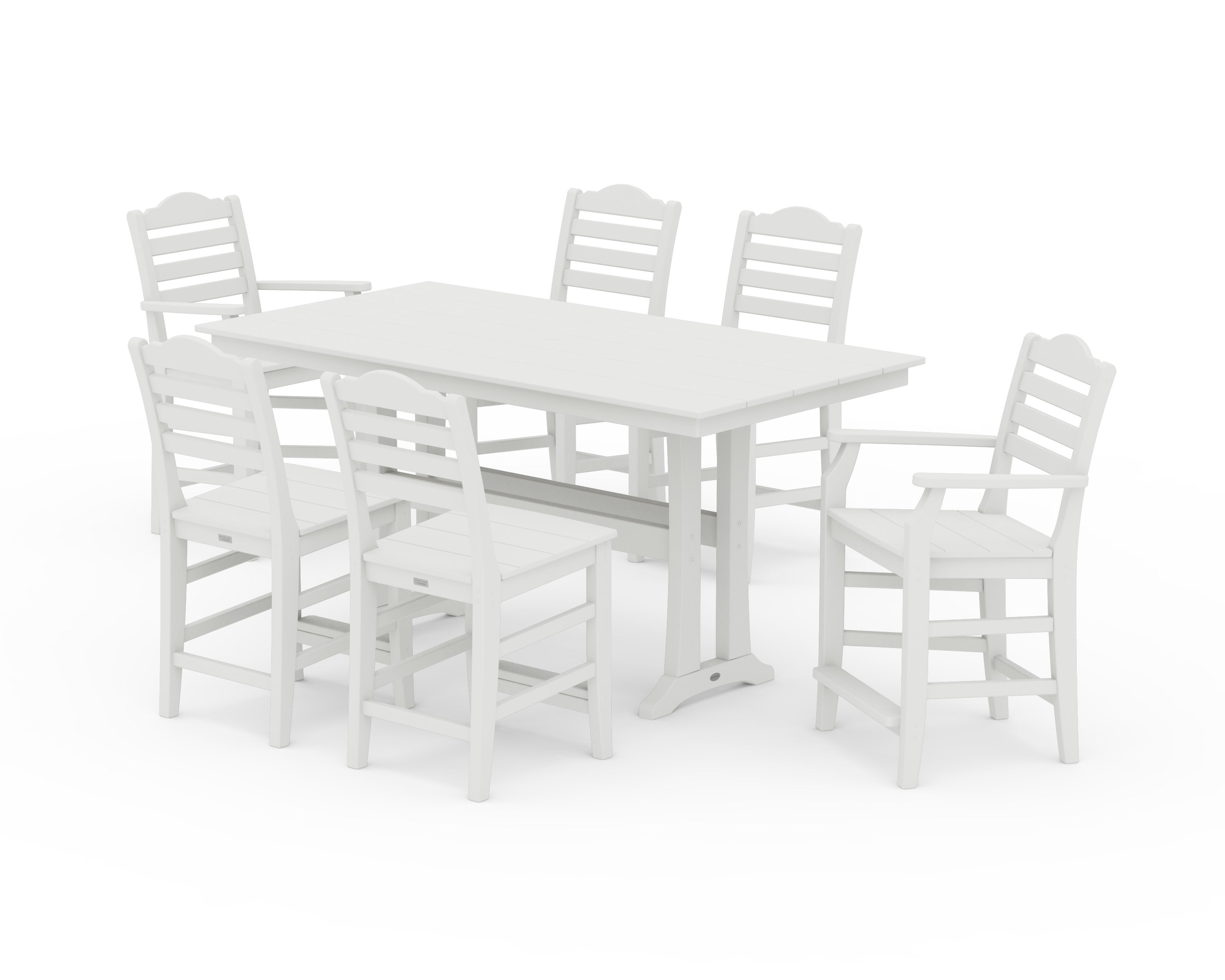 Savannah 7-Piece Farmhouse Counter Set with Trestle Legs in Vintage White
