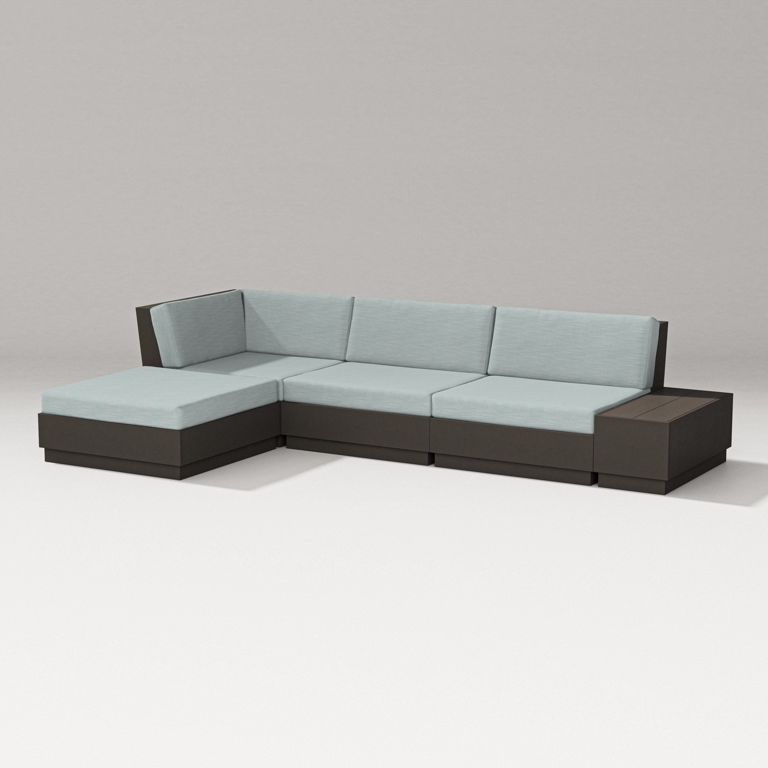 Elevate Chaise Sectional in Vintage Coffee / Soothe Mist