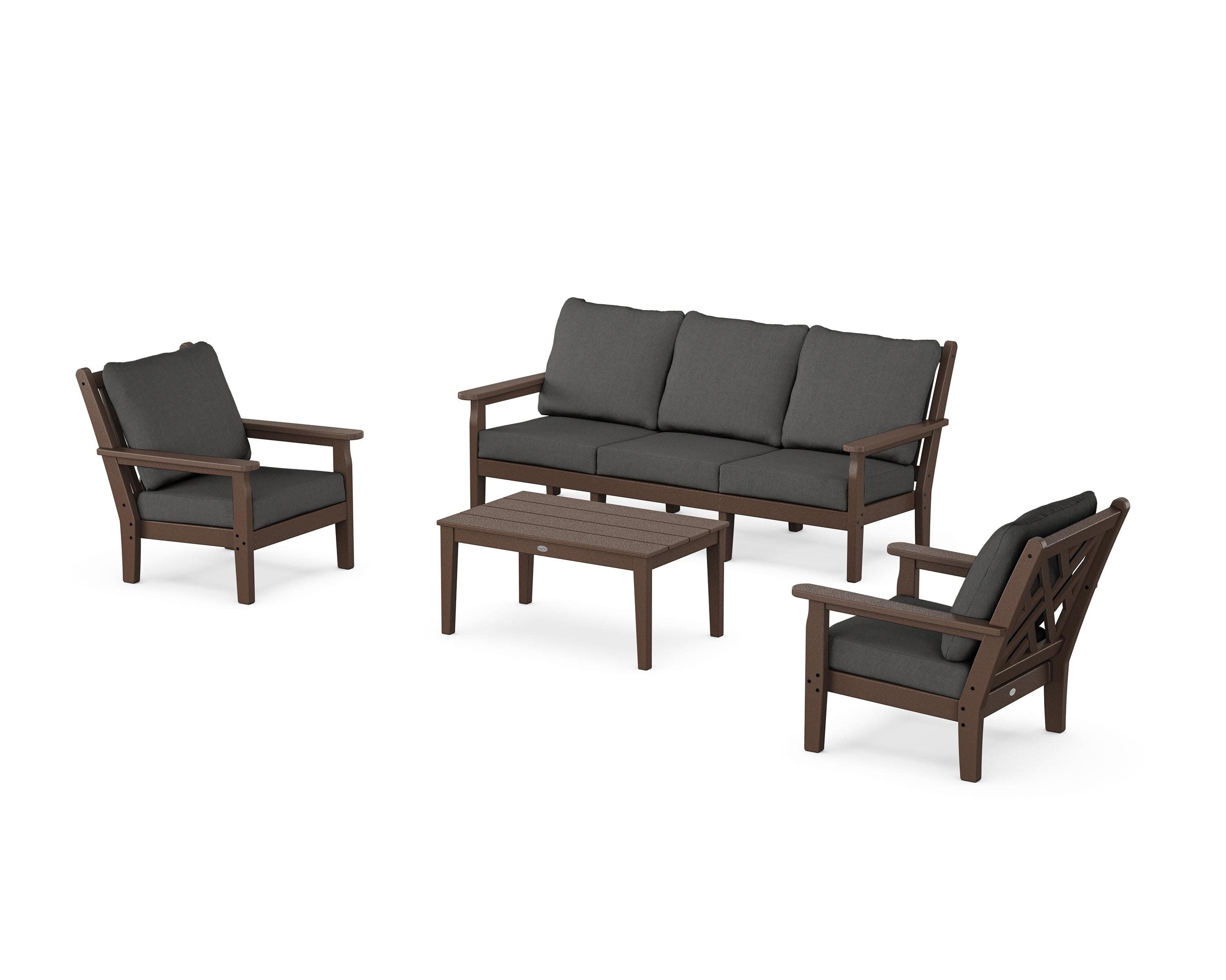 Chippendale 4-Piece Deep Seating Set with Sofa in Mahogany / Spectrum Carbon