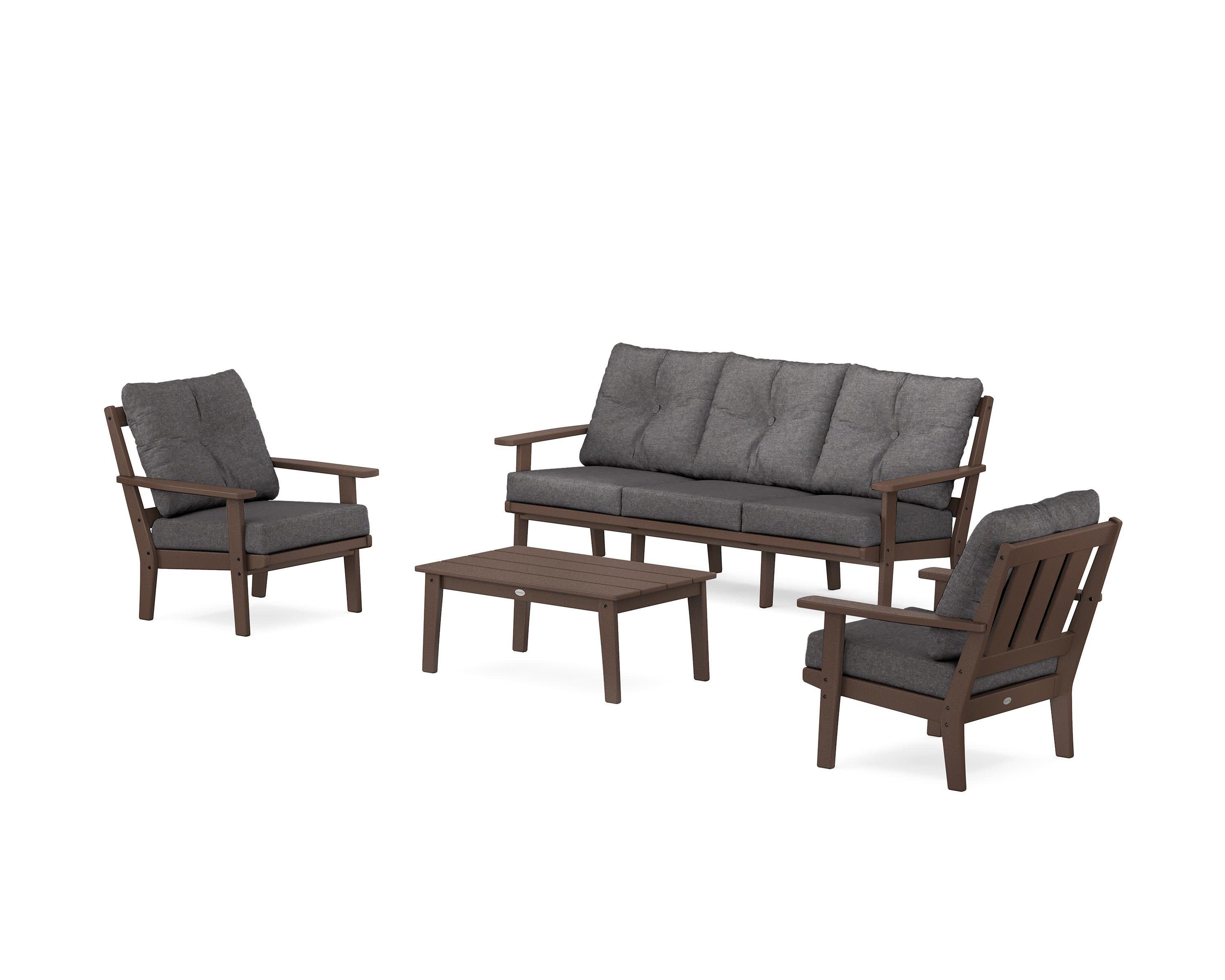 Oxford 4-Piece Deep Seating Set with Sofa in Mahogany / Ash Charcoal