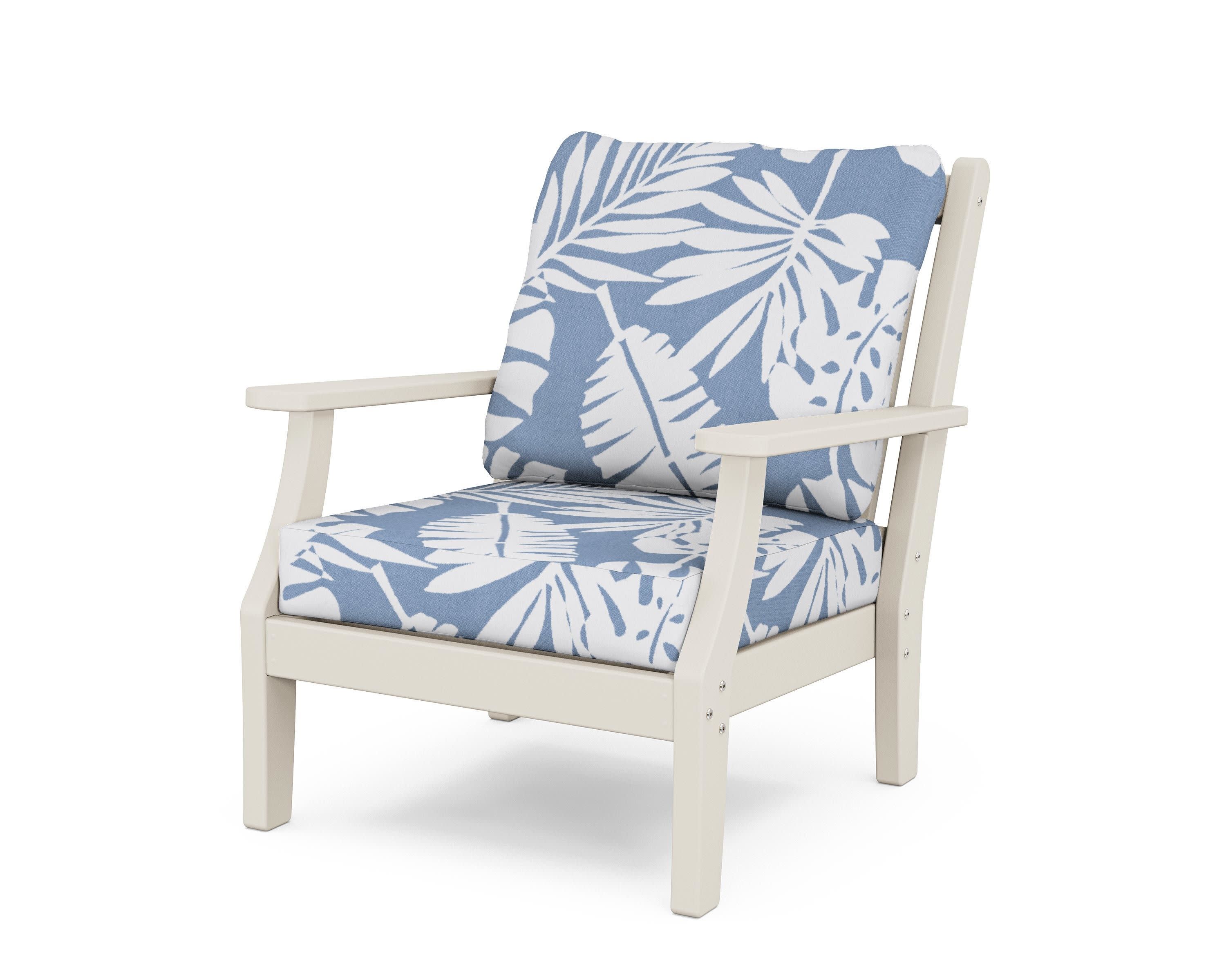 Wovendale Deep Seating Chair in Sand / Leaf Sky Blue