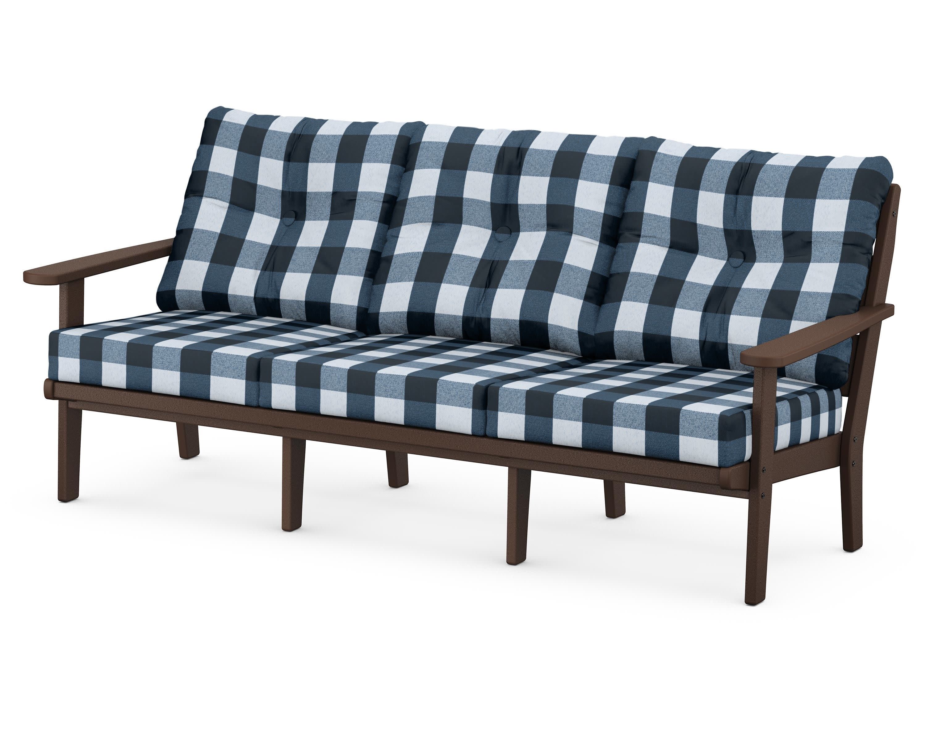 Lakeside Deep Seating Sofa in Mahogany / Buffalo Plaid Marine Indigo