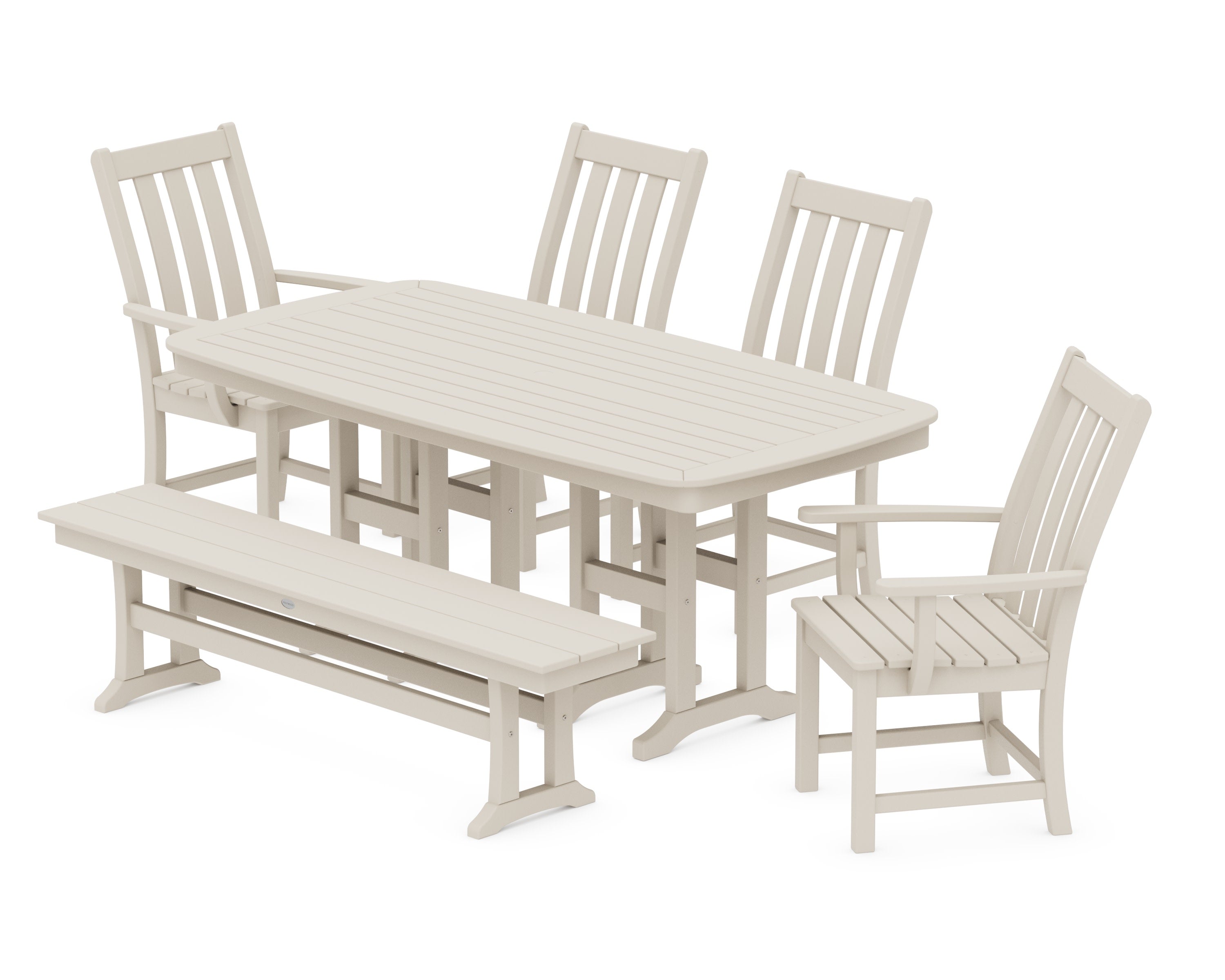 Vineyard 6-Piece Dining Set with Bench in Sand