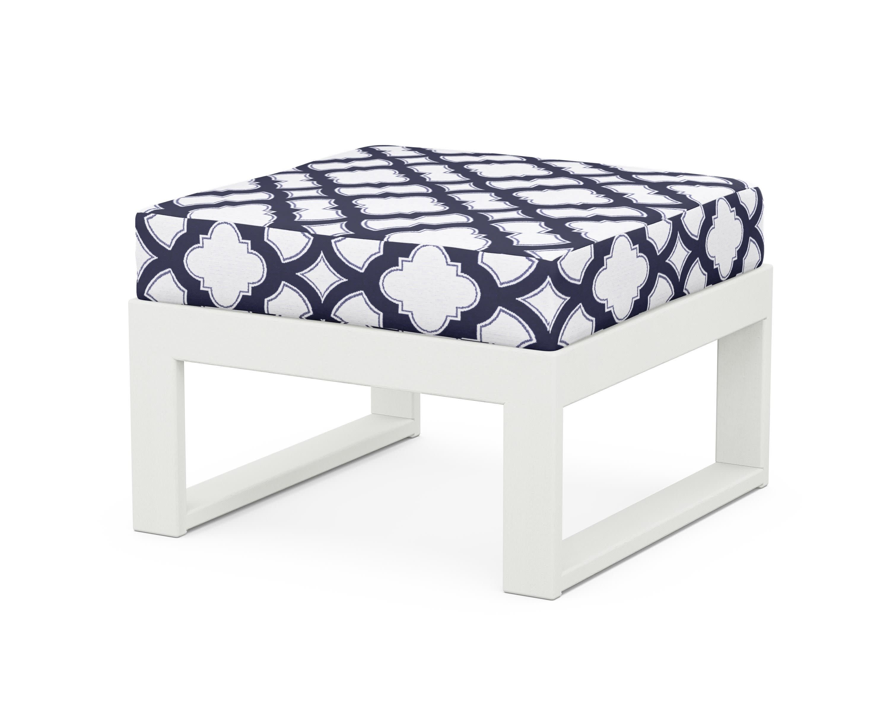 Modular Ottoman - Modern in Vintage White / Trellis Navy
