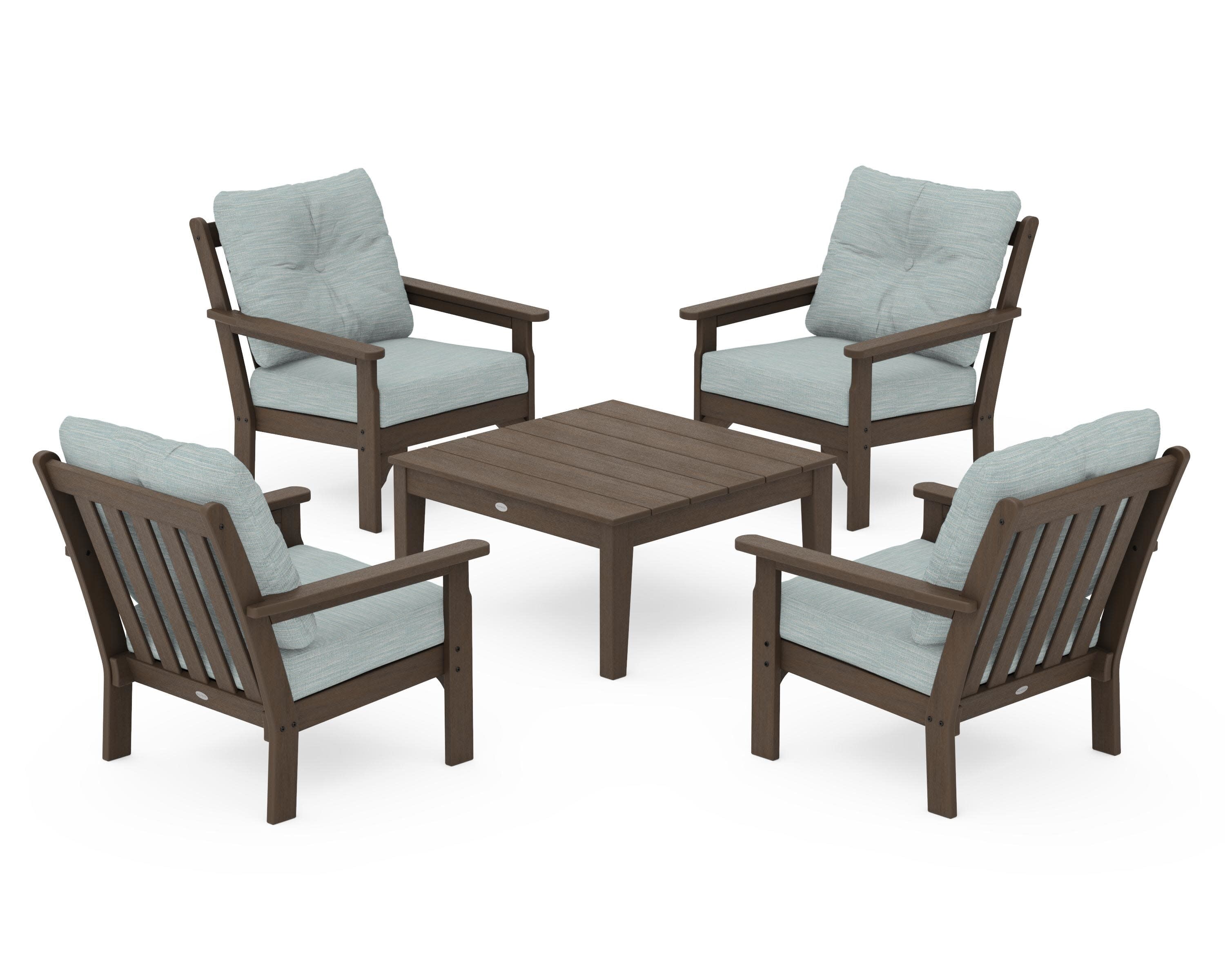 Vineyard 5-Piece Deep Seating Conversation Set in Kona / Soothe Mist