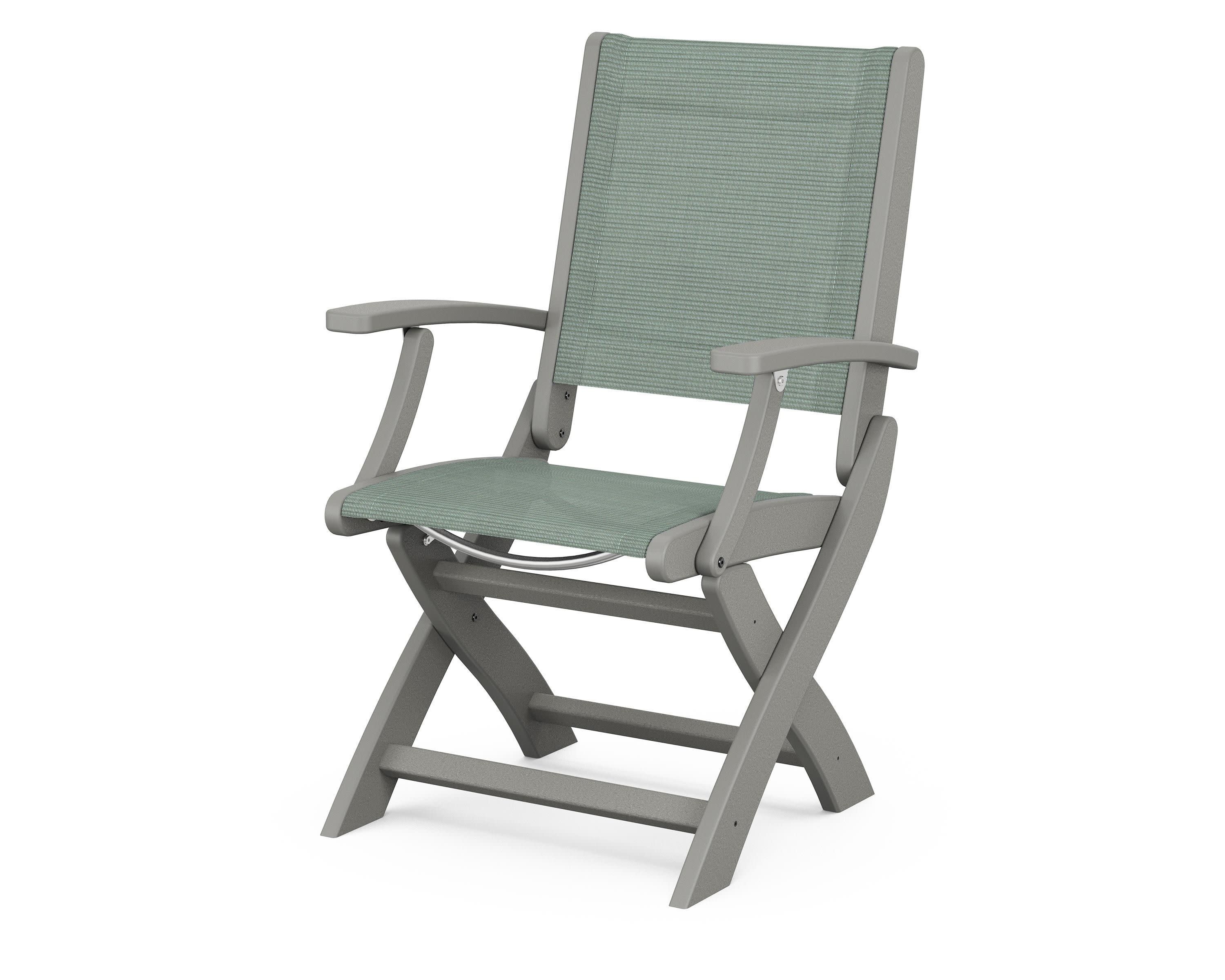 Coastal Folding Chair in Slate Grey / Dupioni Sea Mist Sling