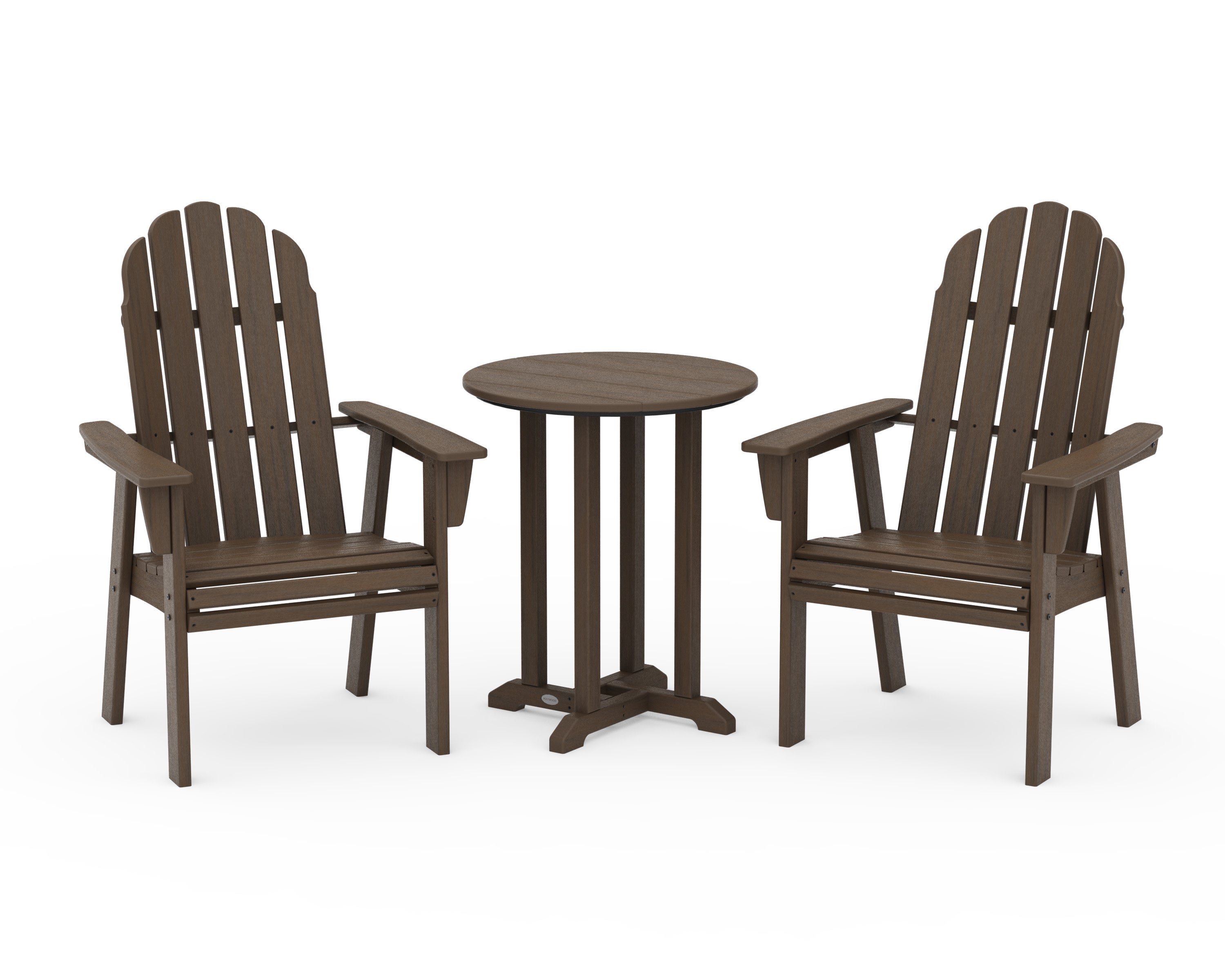 Vineyard Adirondack 3-Piece Round Bistro Dining Set in Kona