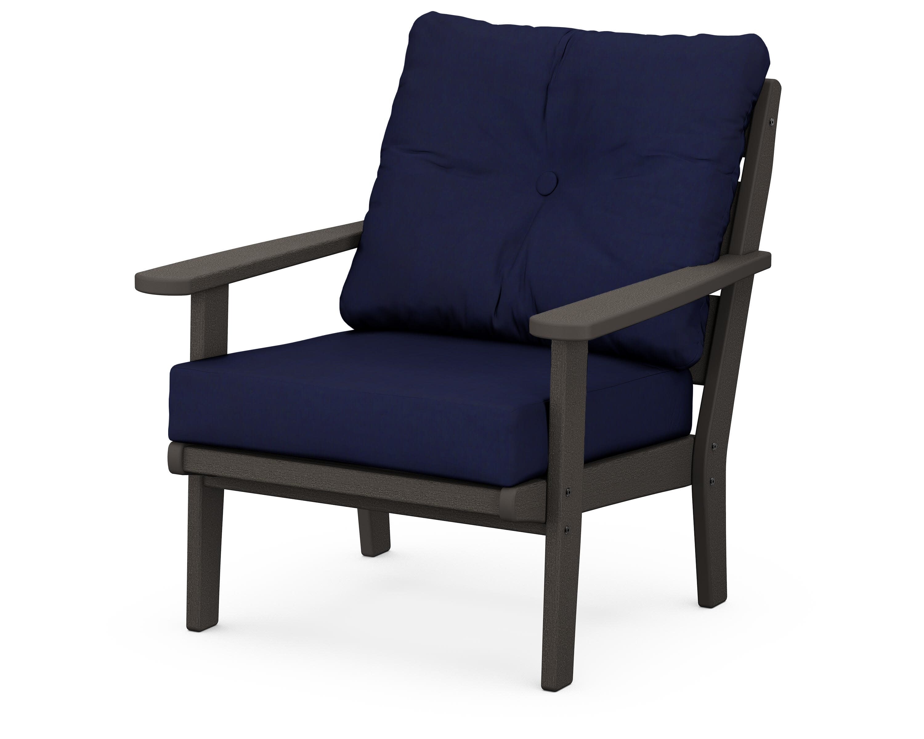 Lakeside Deep Seating Chair in Vintage Coffee / Navy