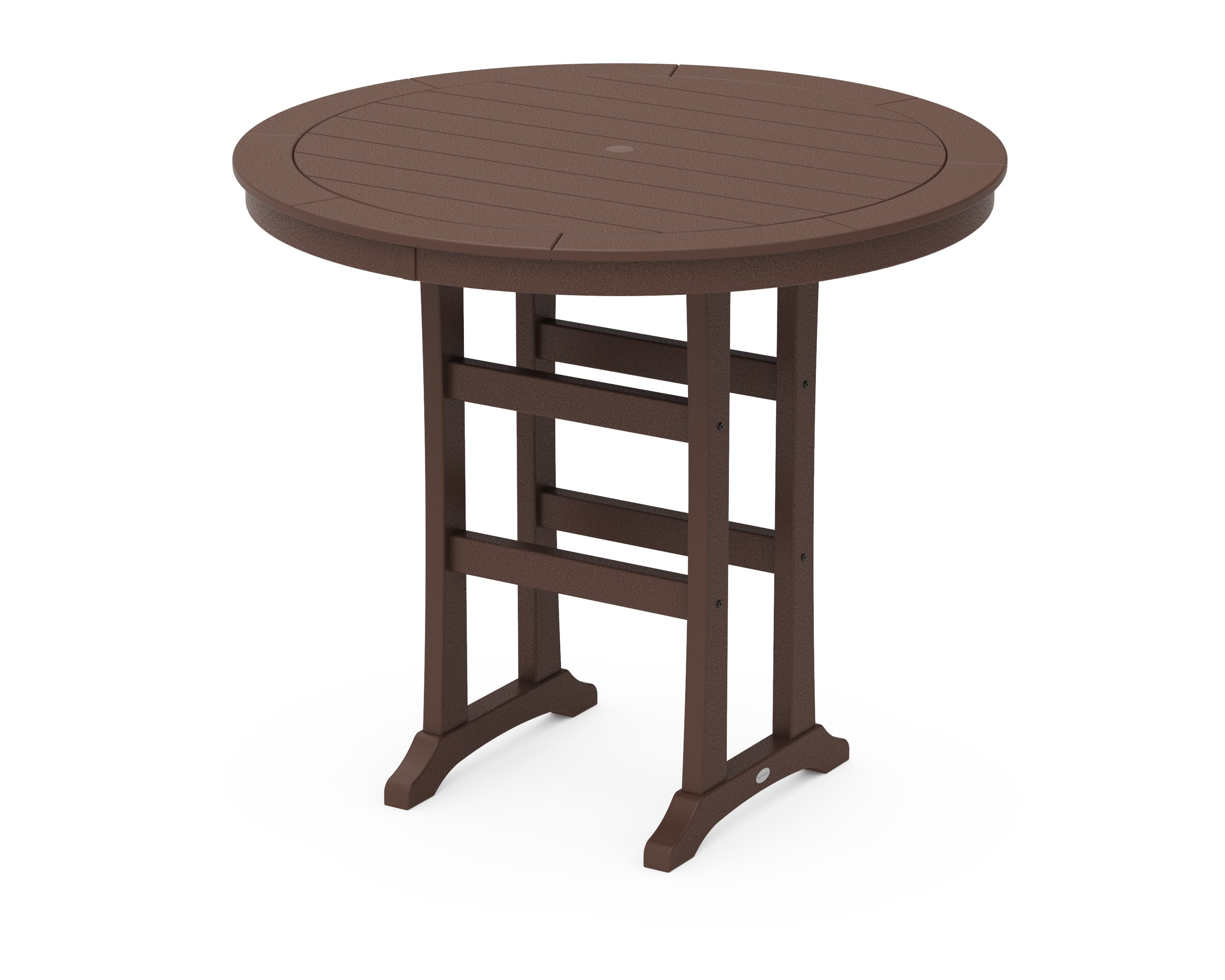 Nautical Trestle 48" Round Bar Table in Mahogany