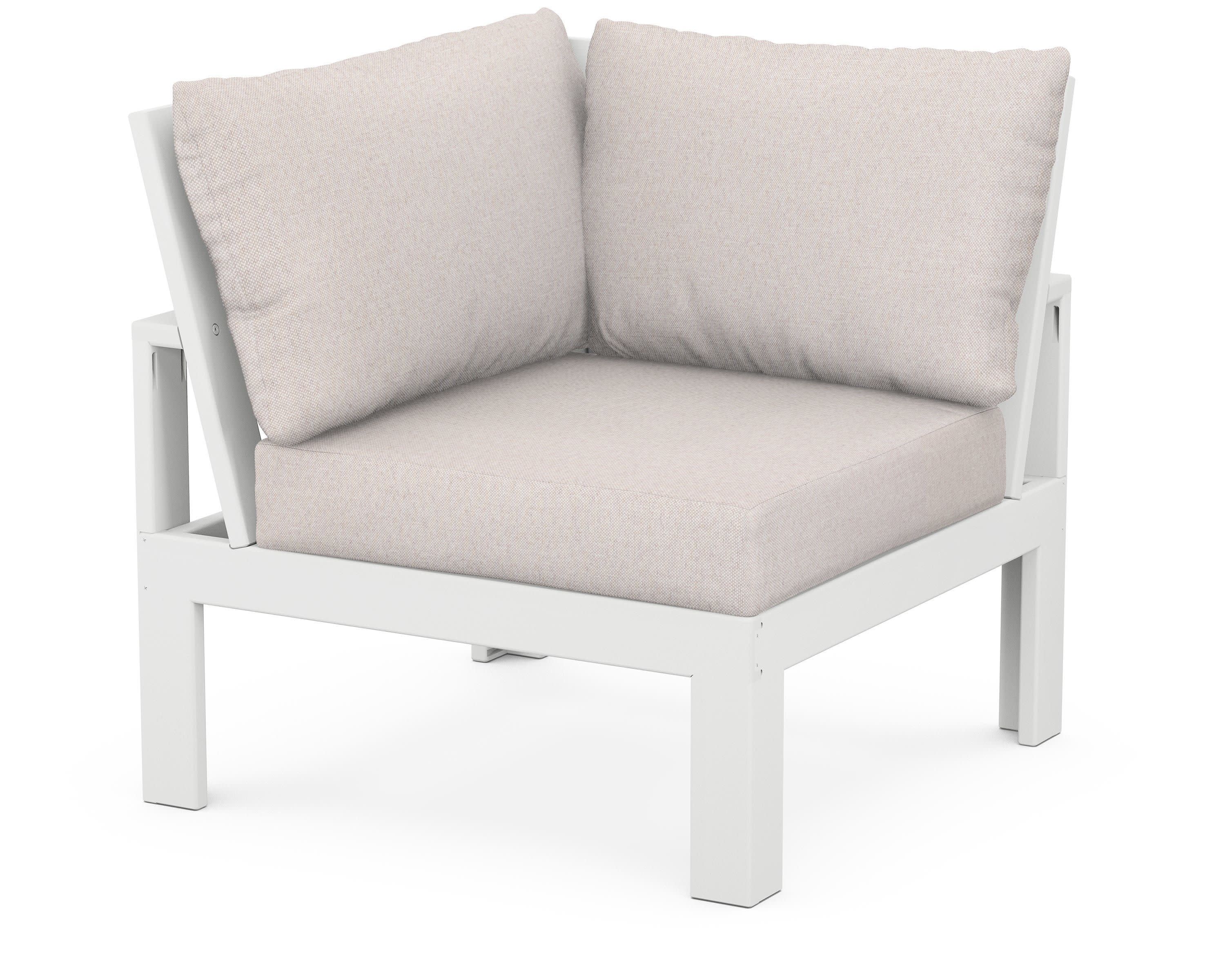 Modular Corner Chair in White / Dune Burlap