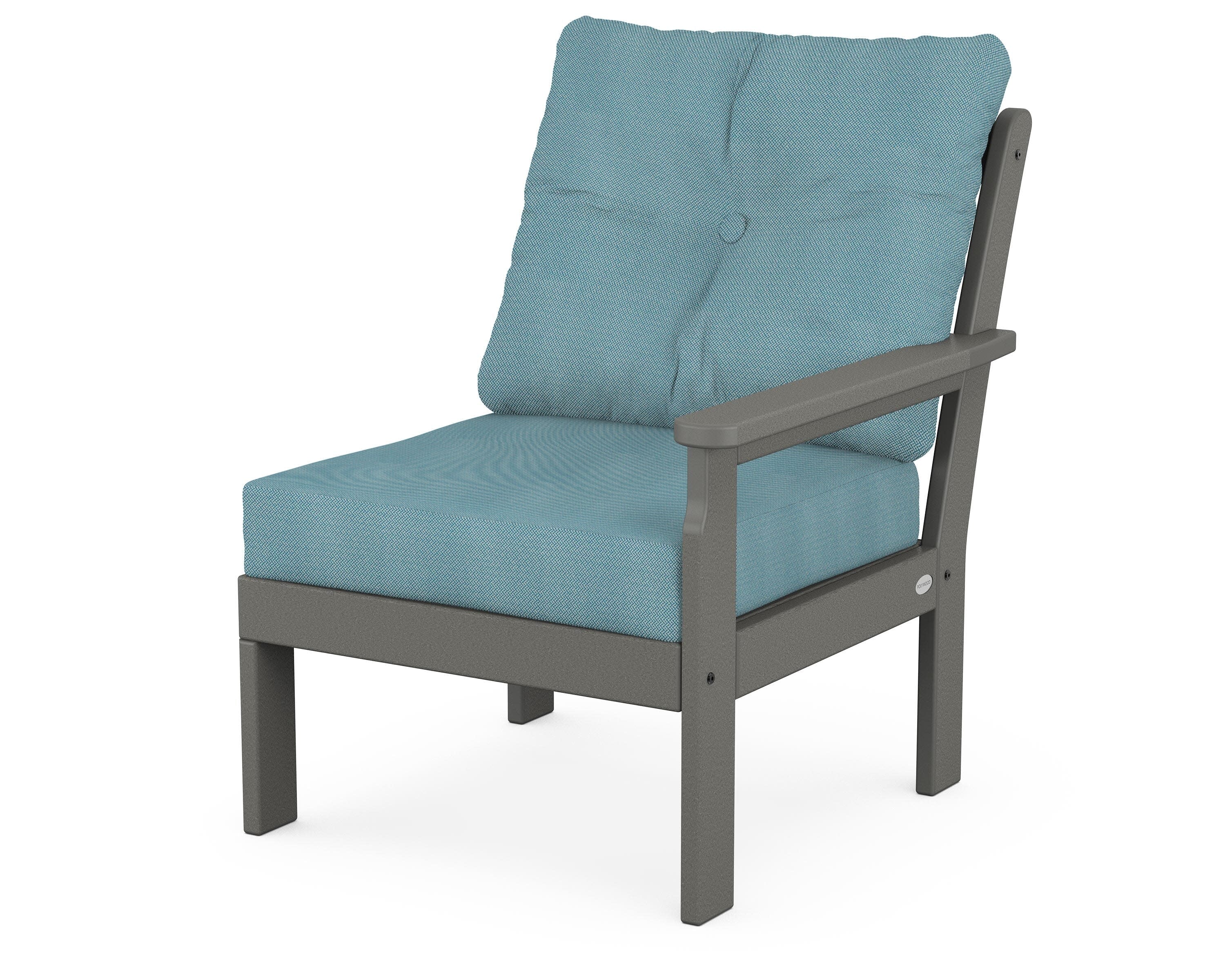 Vineyard Modular Right Arm Chair in Slate Grey / Lattice Sky Blue
