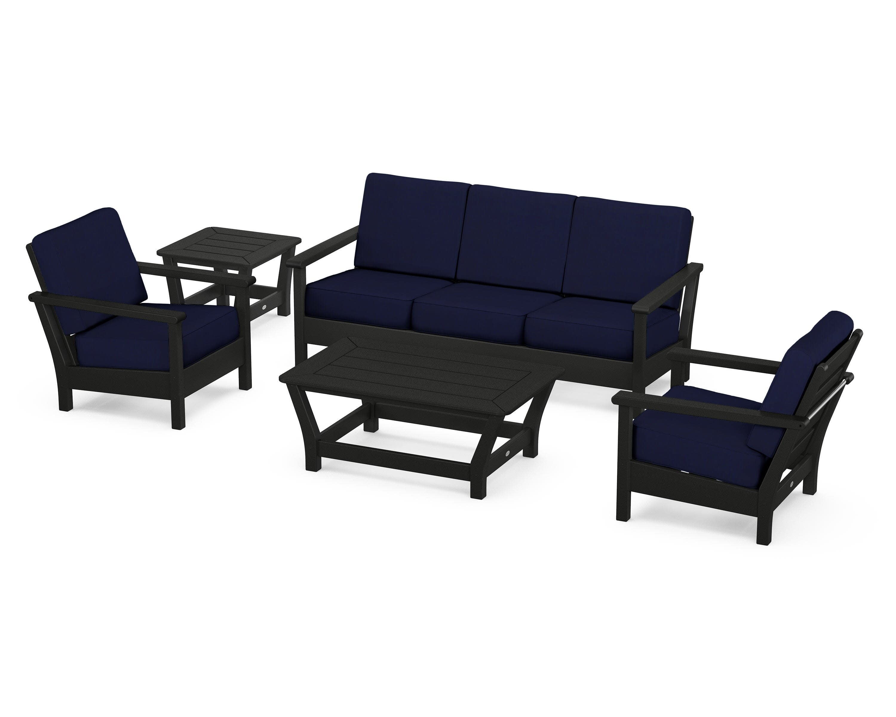 Harbour 5-Piece Deep Seating Set in Black / Navy