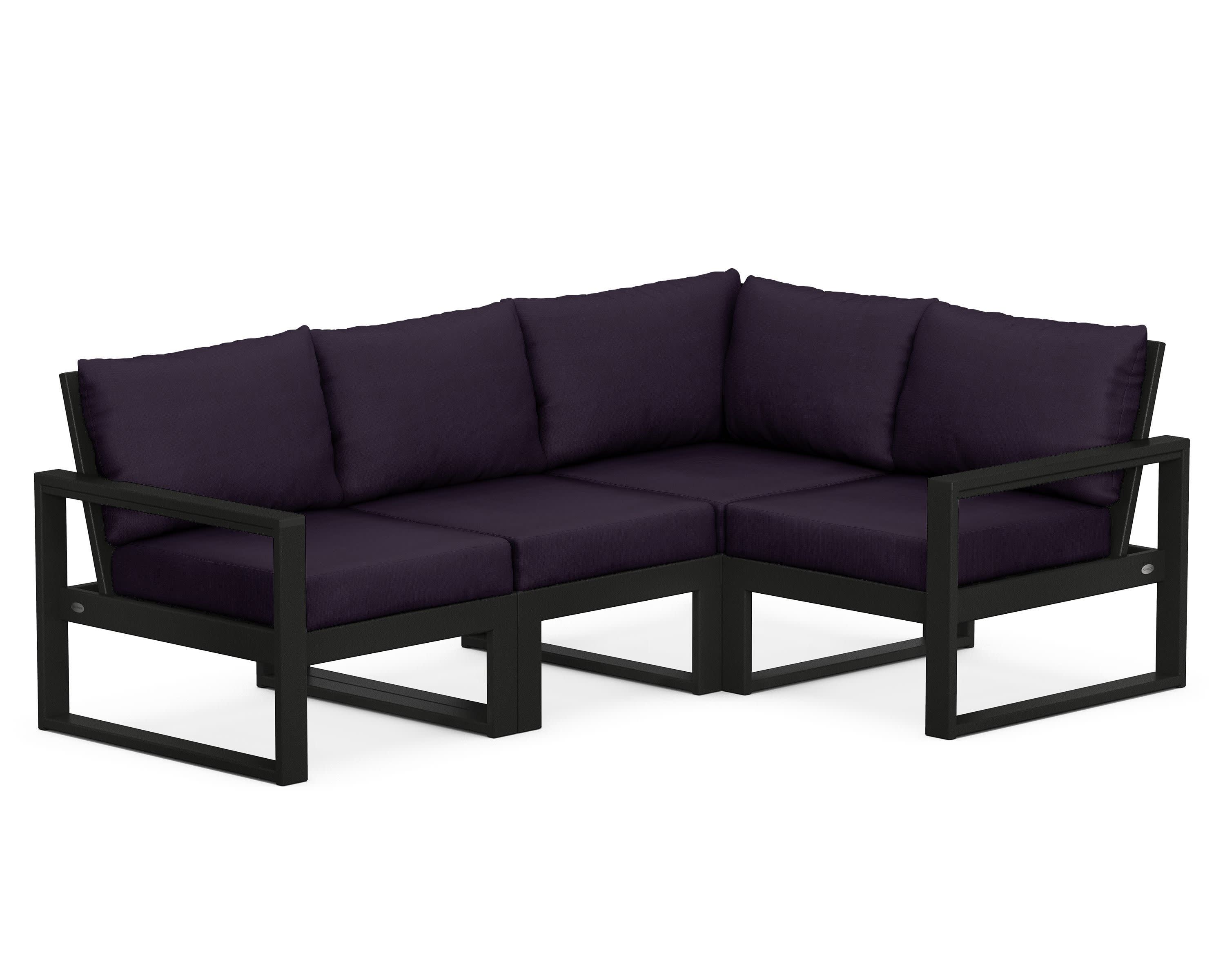 EDGE 4-Piece Modular Deep Seating Set in Black / Navy Linen