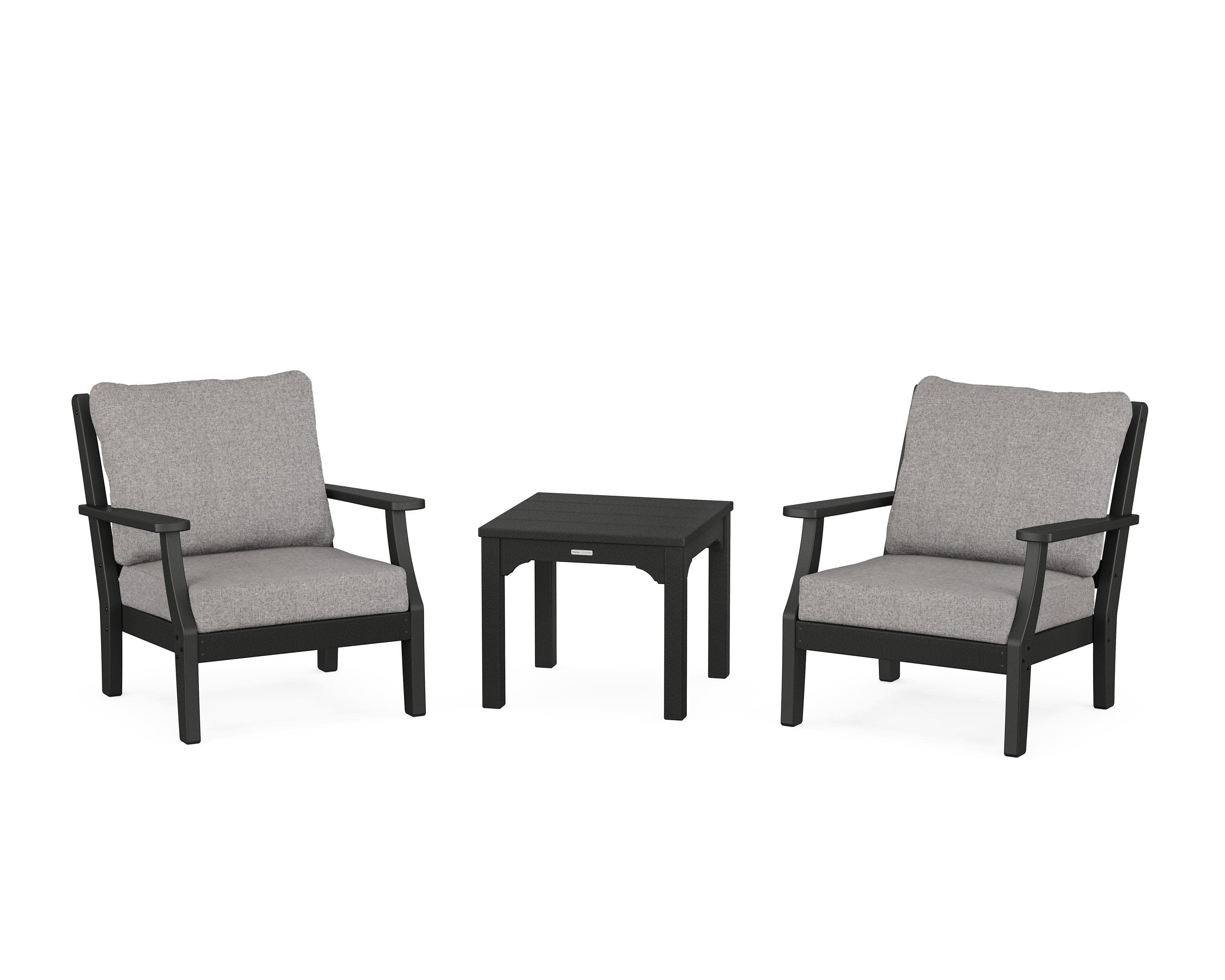 Chinoiserie 3-Piece Deep Seating Set in Black / Grey Mist