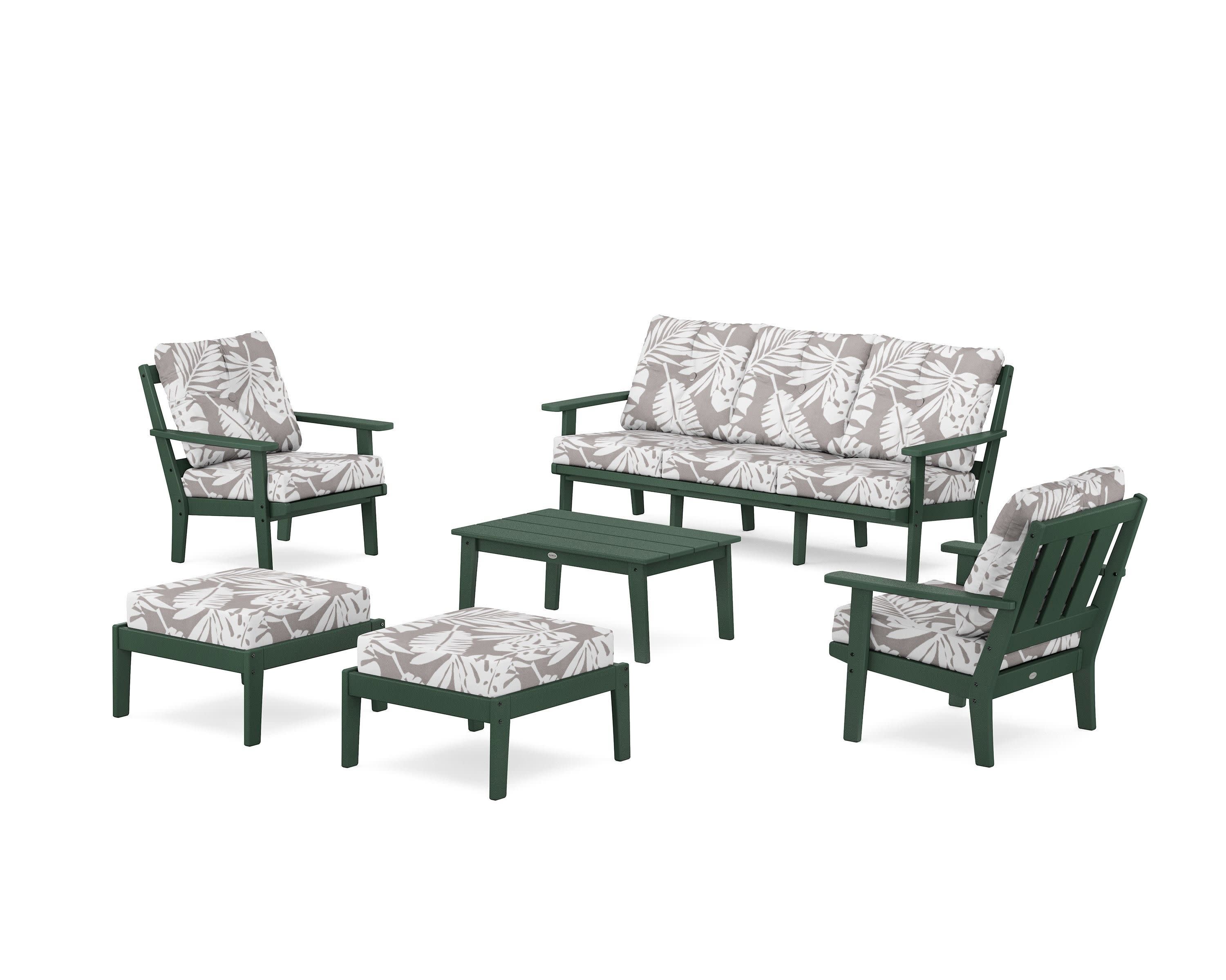 Oxford 6-Piece Lounge Sofa Set in Green / Leaf Grey Mist