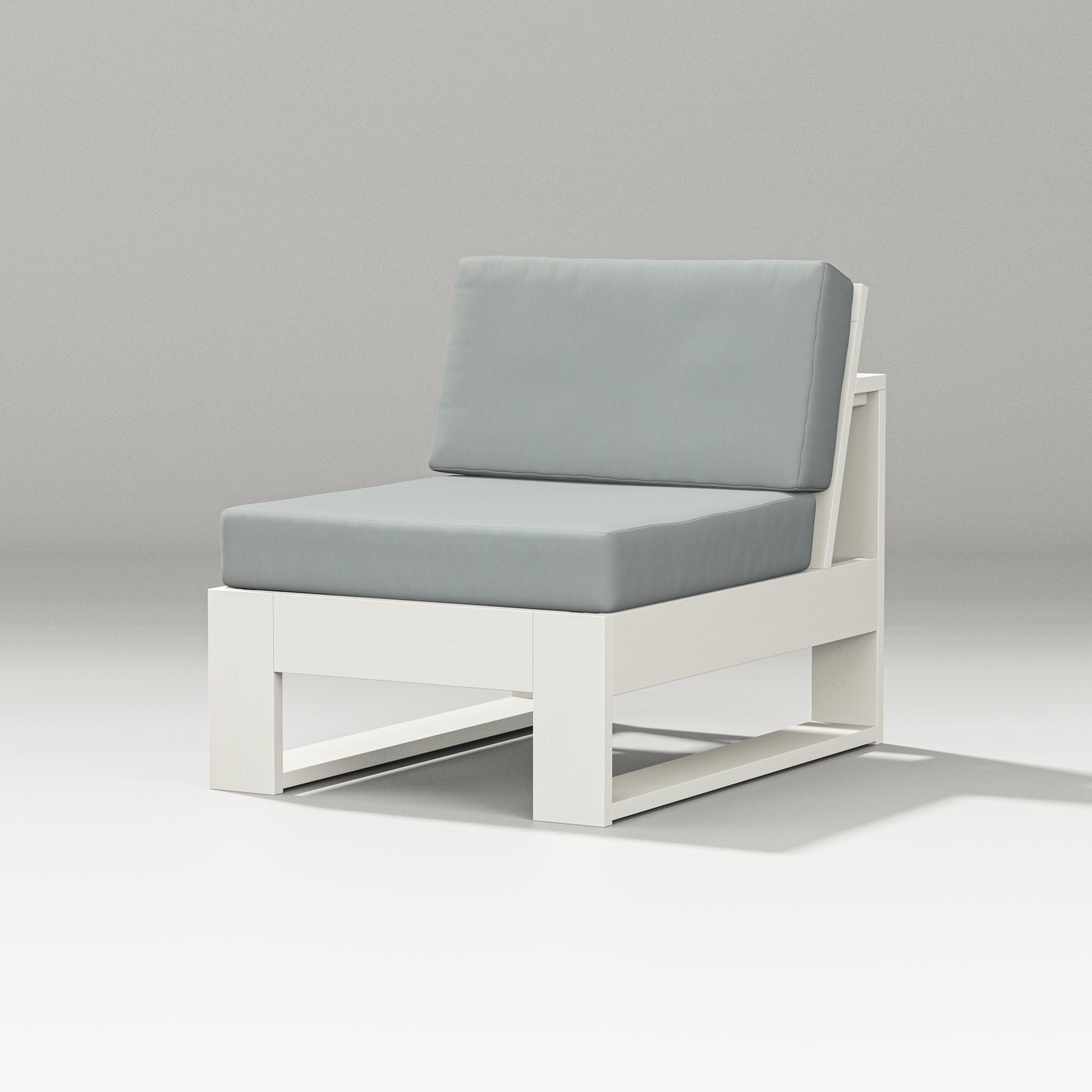Latitude Modular Armless Chair in Vintage White / Spa