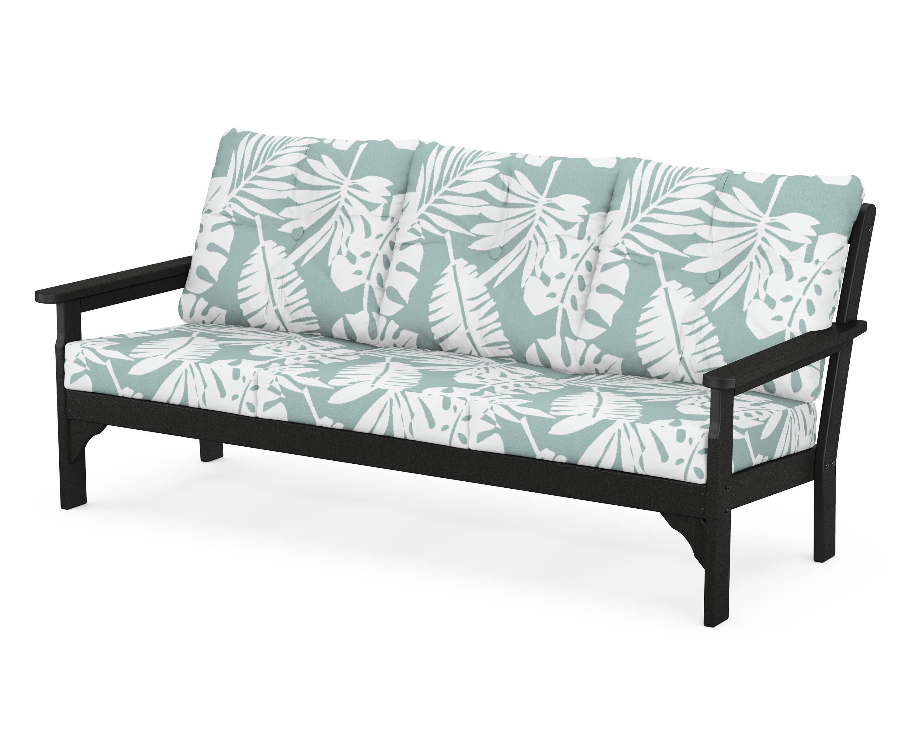 Vineyard Deep Seating Sofa in Black / Leaf Glacier Spa