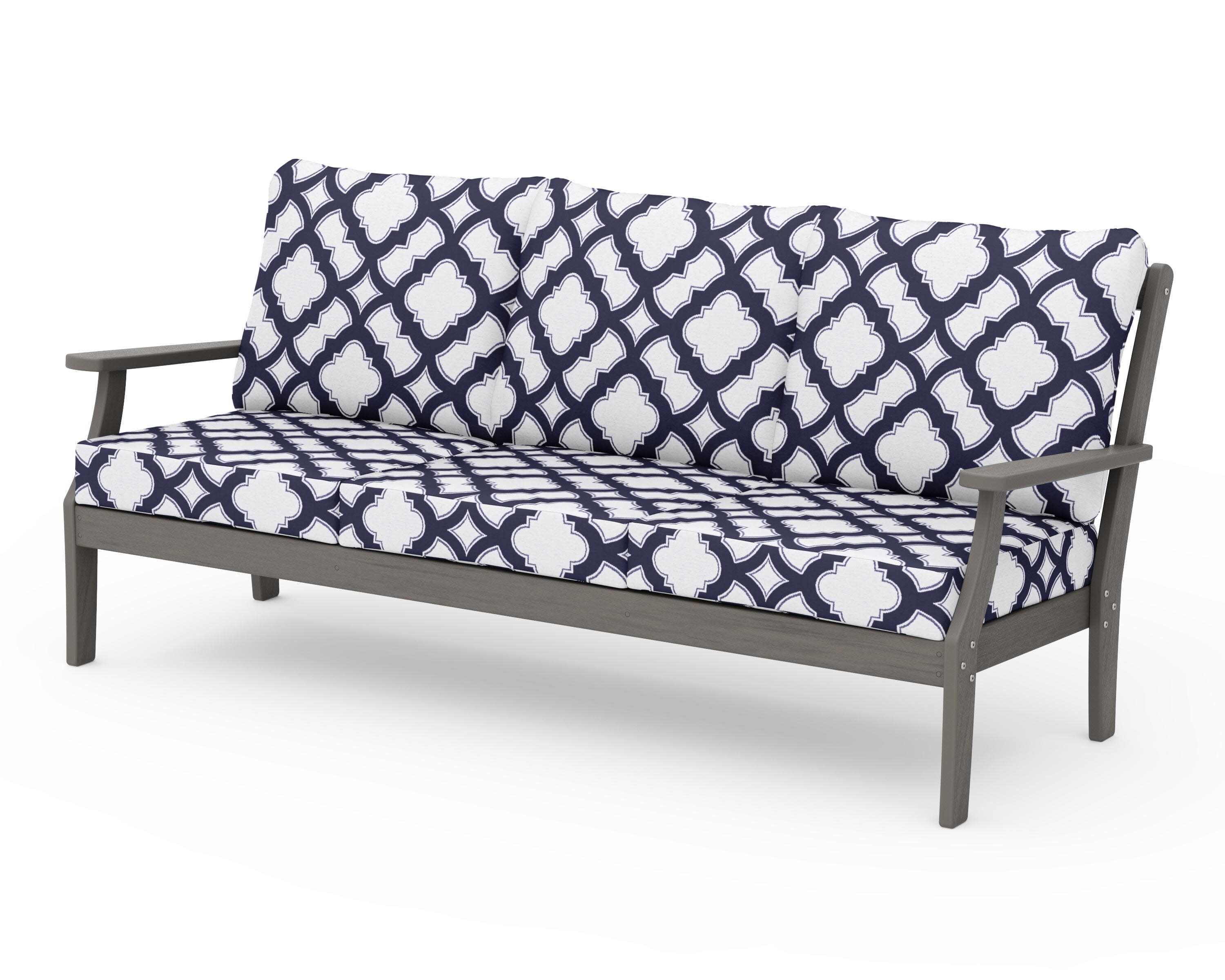 Braxton Deep Seating Sofa in Driftwood / Trellis Navy