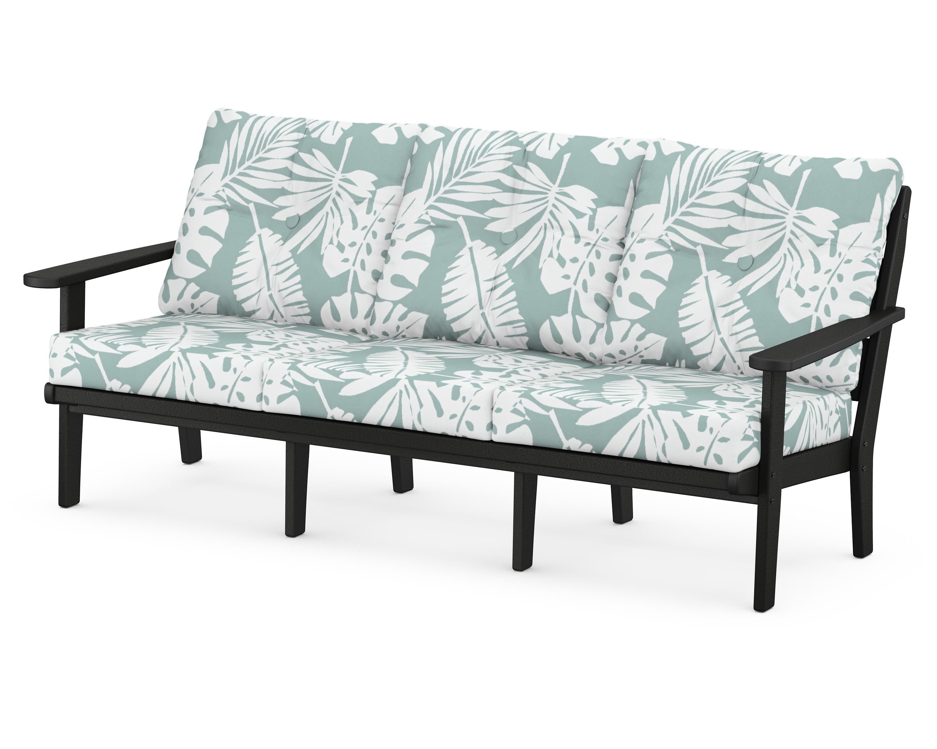 Lakeside Deep Seating Sofa in Black / Leaf Glacier Spa